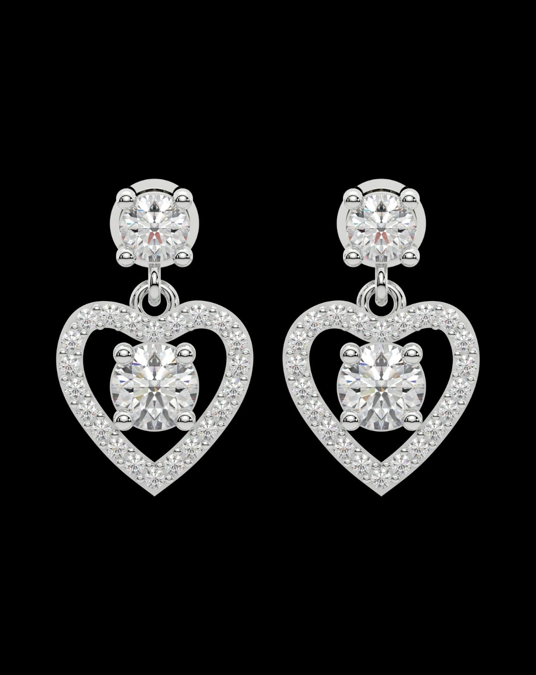 Sterling Silver Heart Latkan Diam White Gold