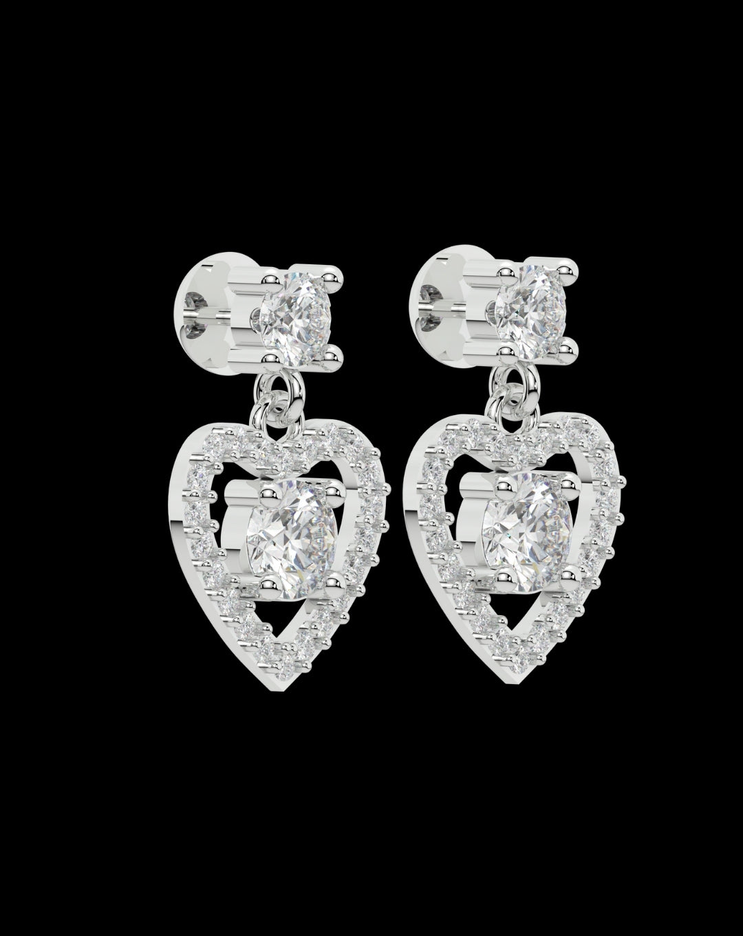 Sterling Silver Heart Latkan Diam White Gold