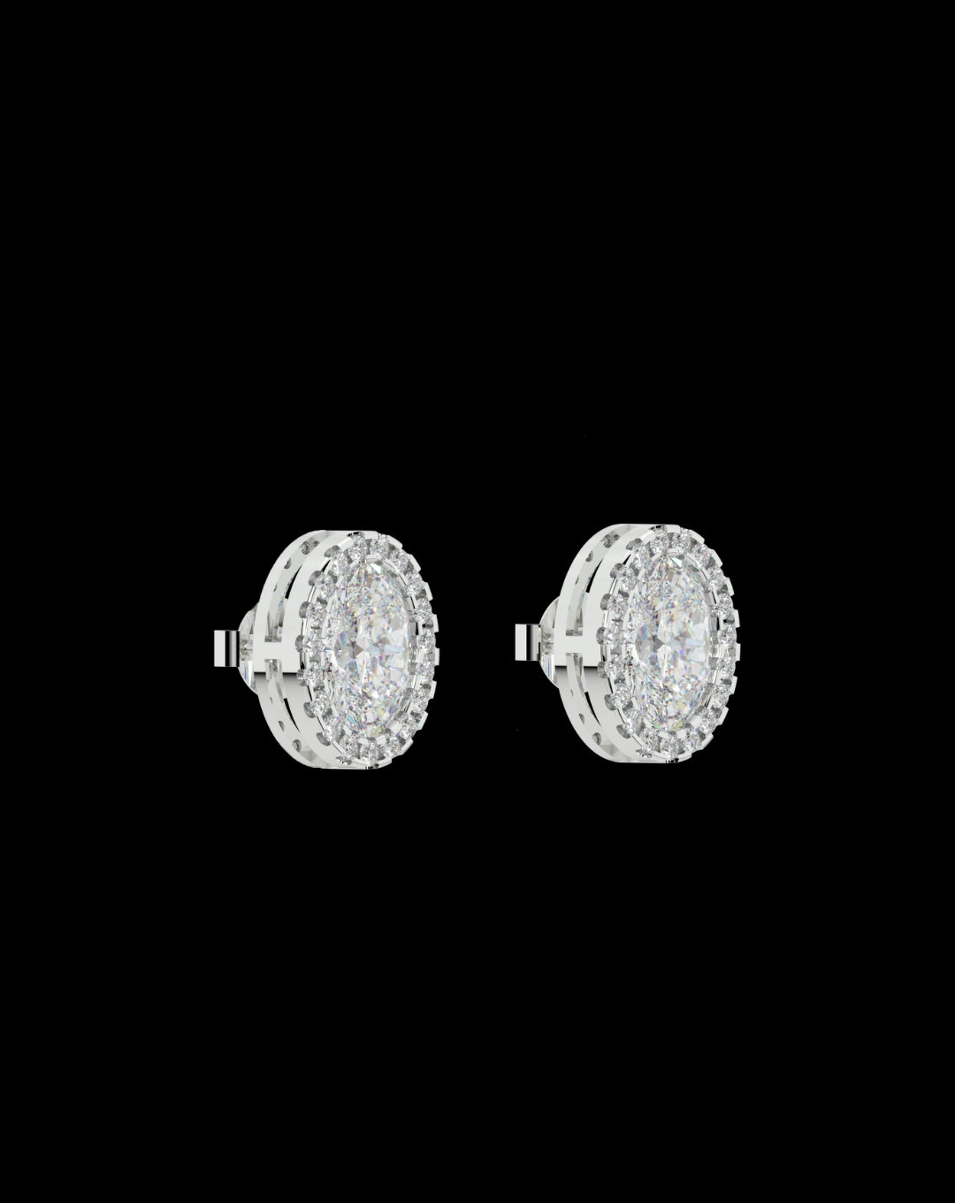 925 Sterling Silver Oval Diamond Earring