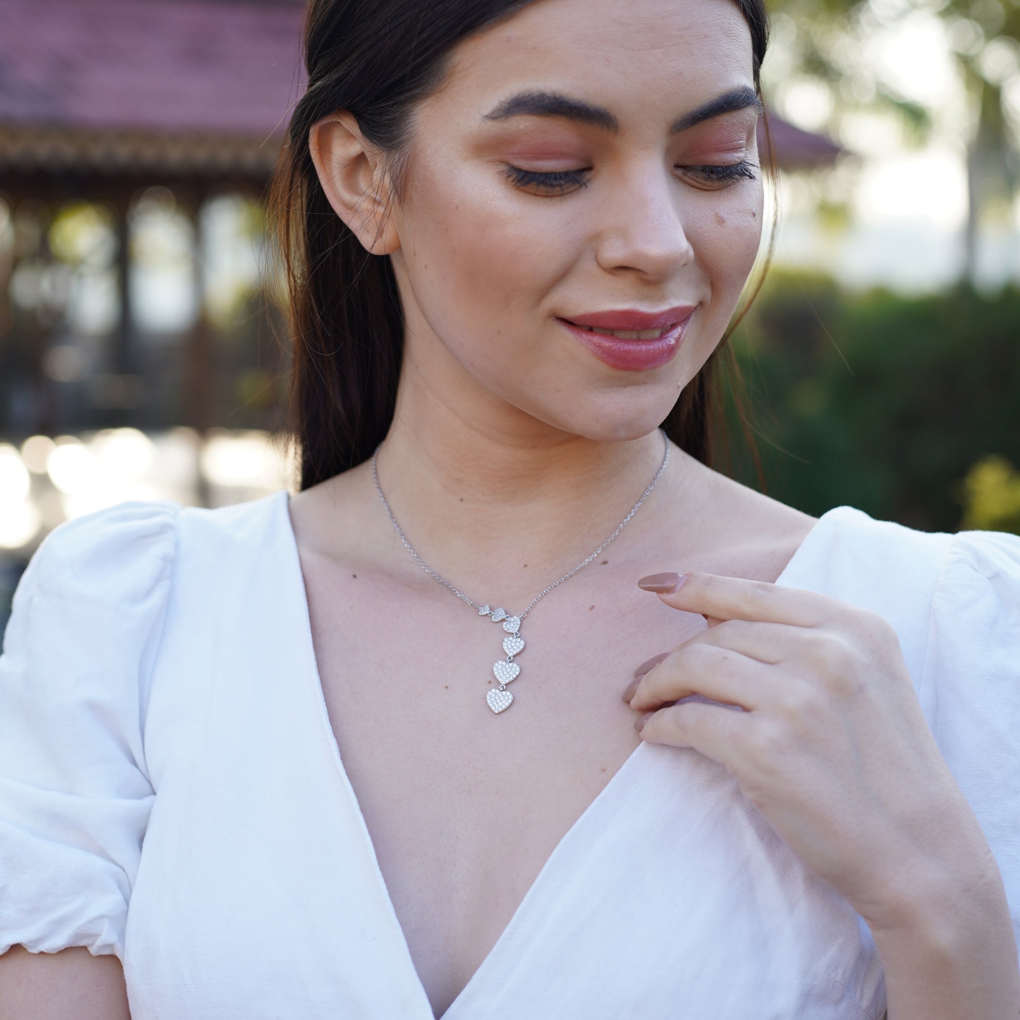 Diamond Heart Necklace Sterling Silver