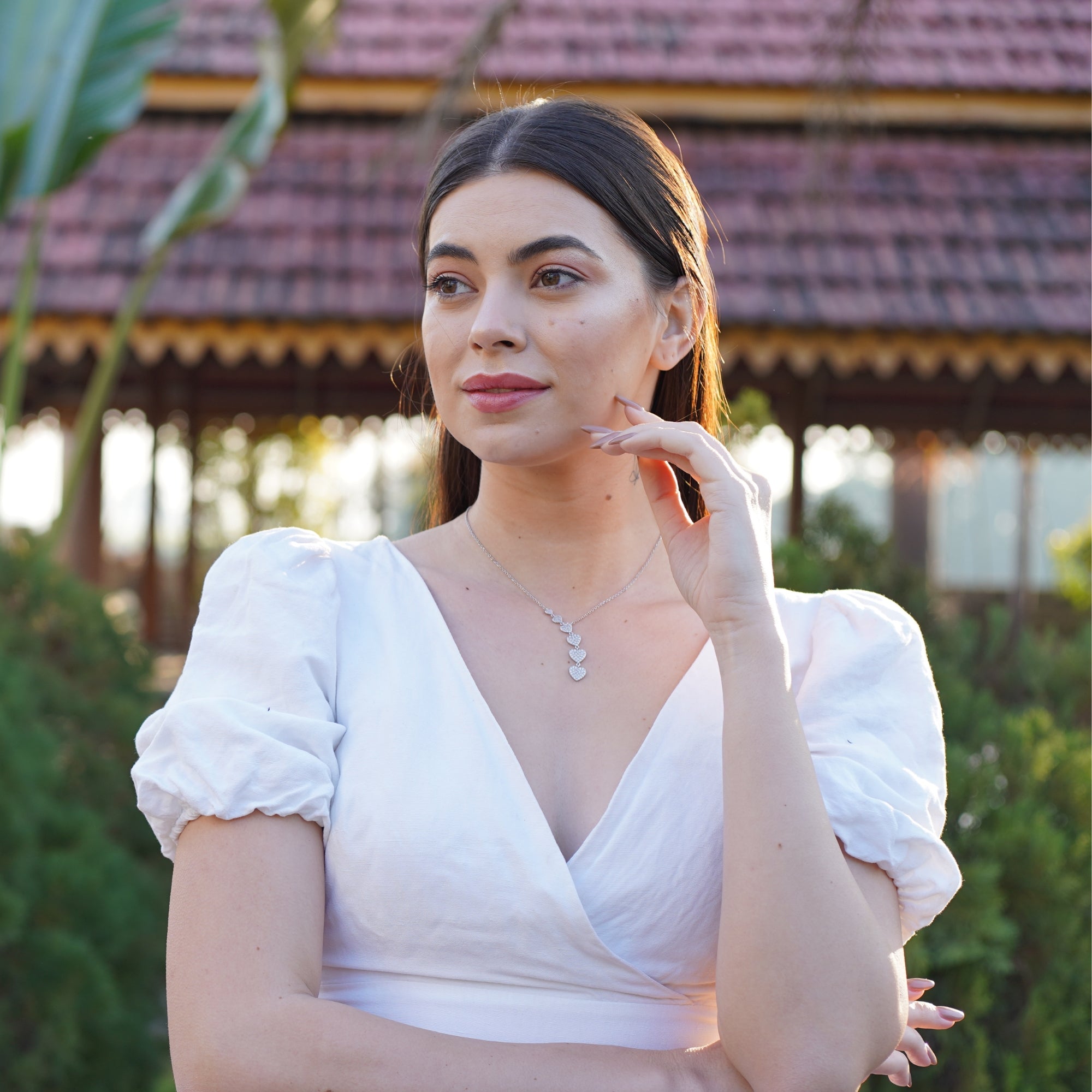 Diamond Heart Necklace Sterling Silver