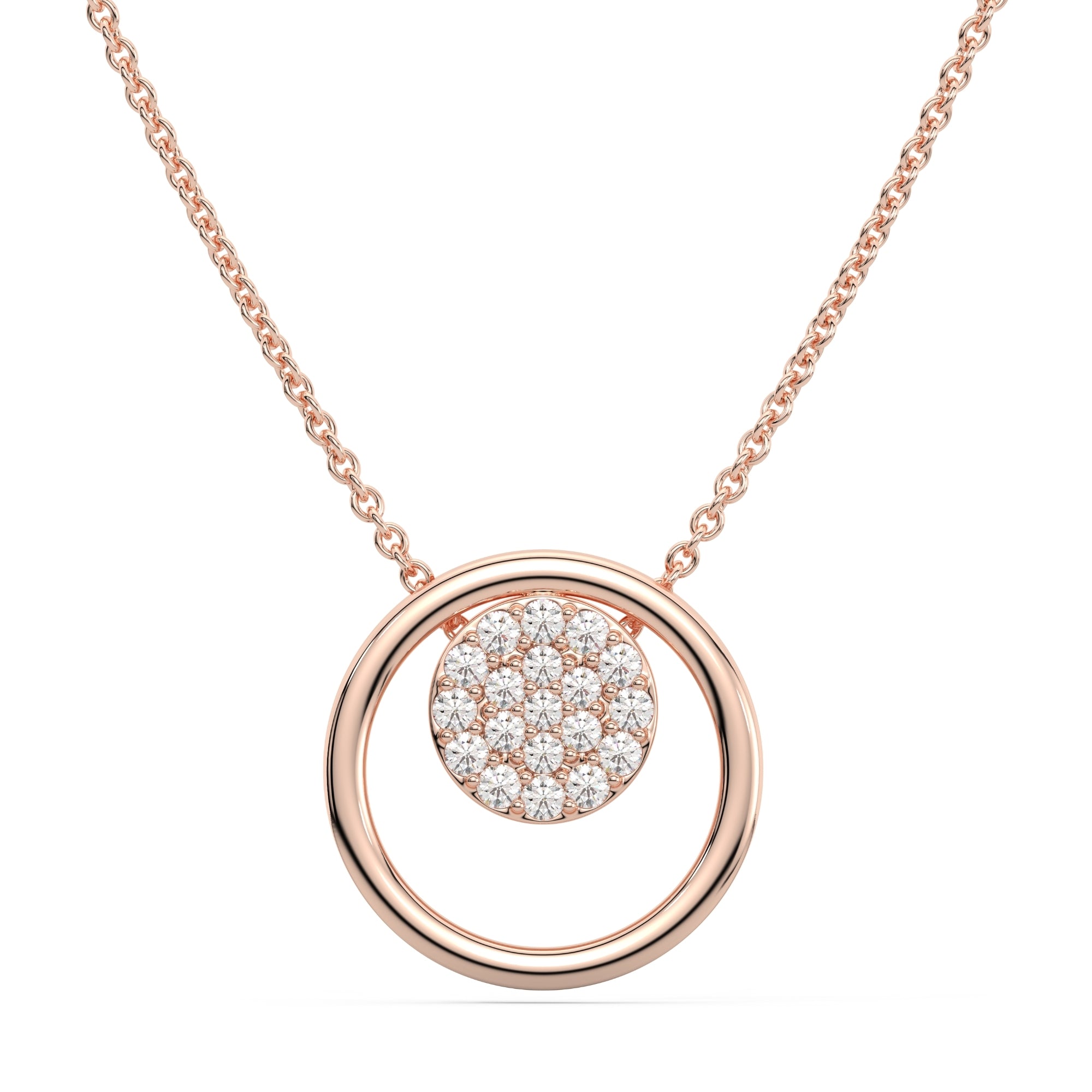 Circle in Circle Necklace|925 Sterling Silver|Swiss Zircon