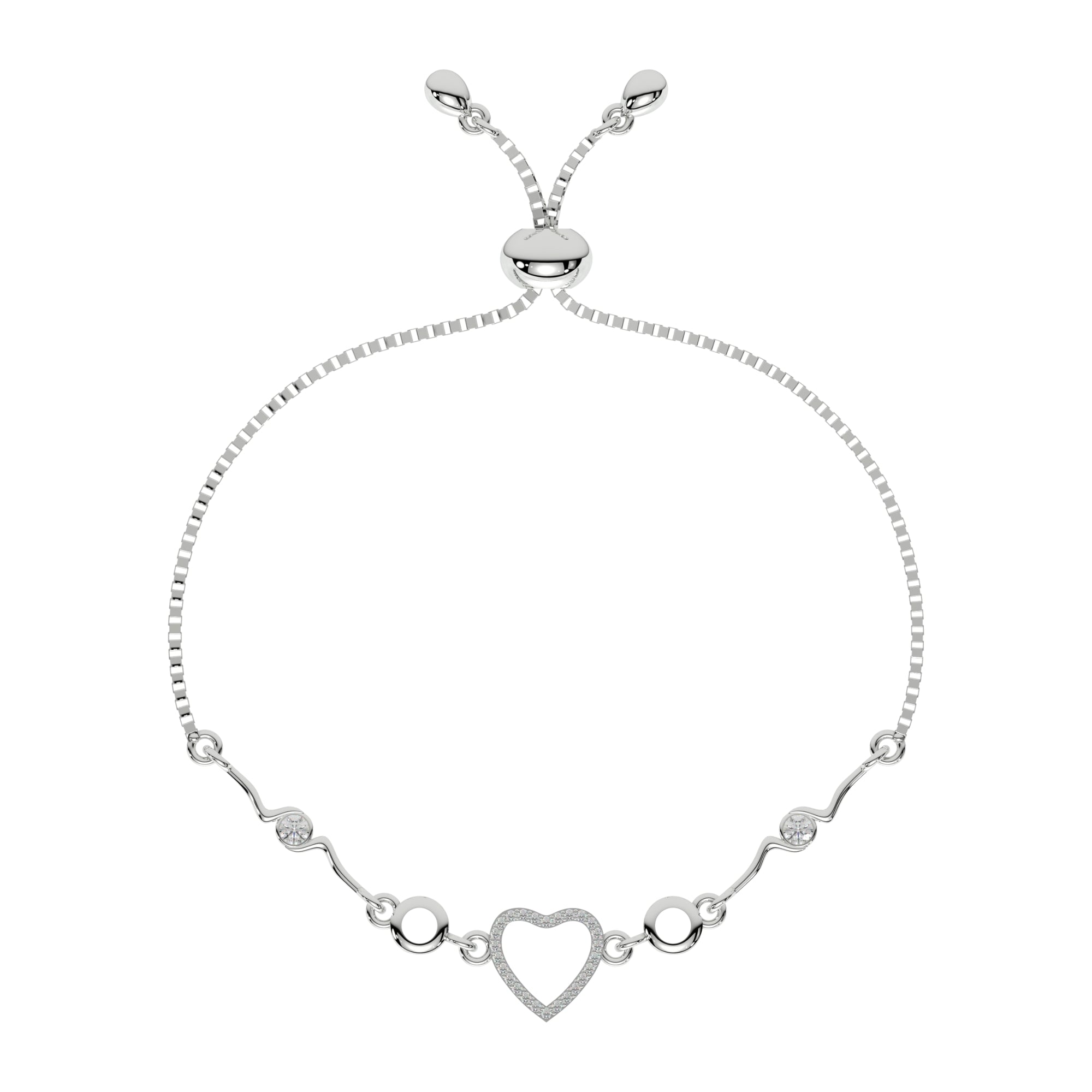 Silver 925 Round Heart Bracelet
