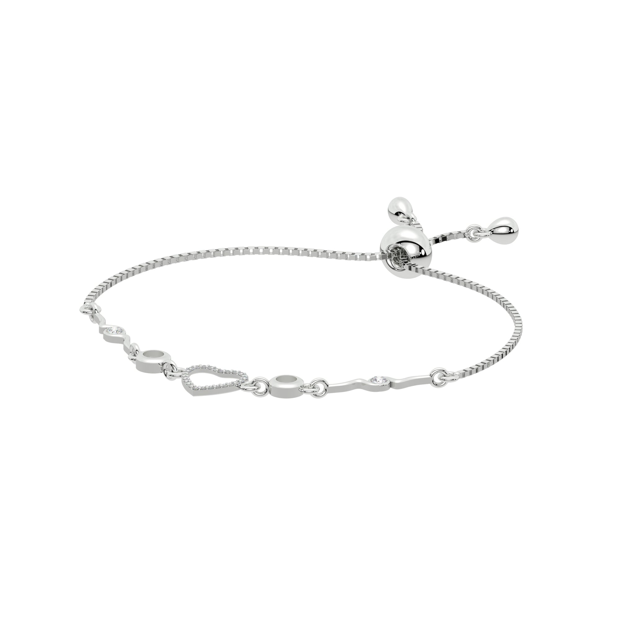 Silver 925 Round Heart Bracelet