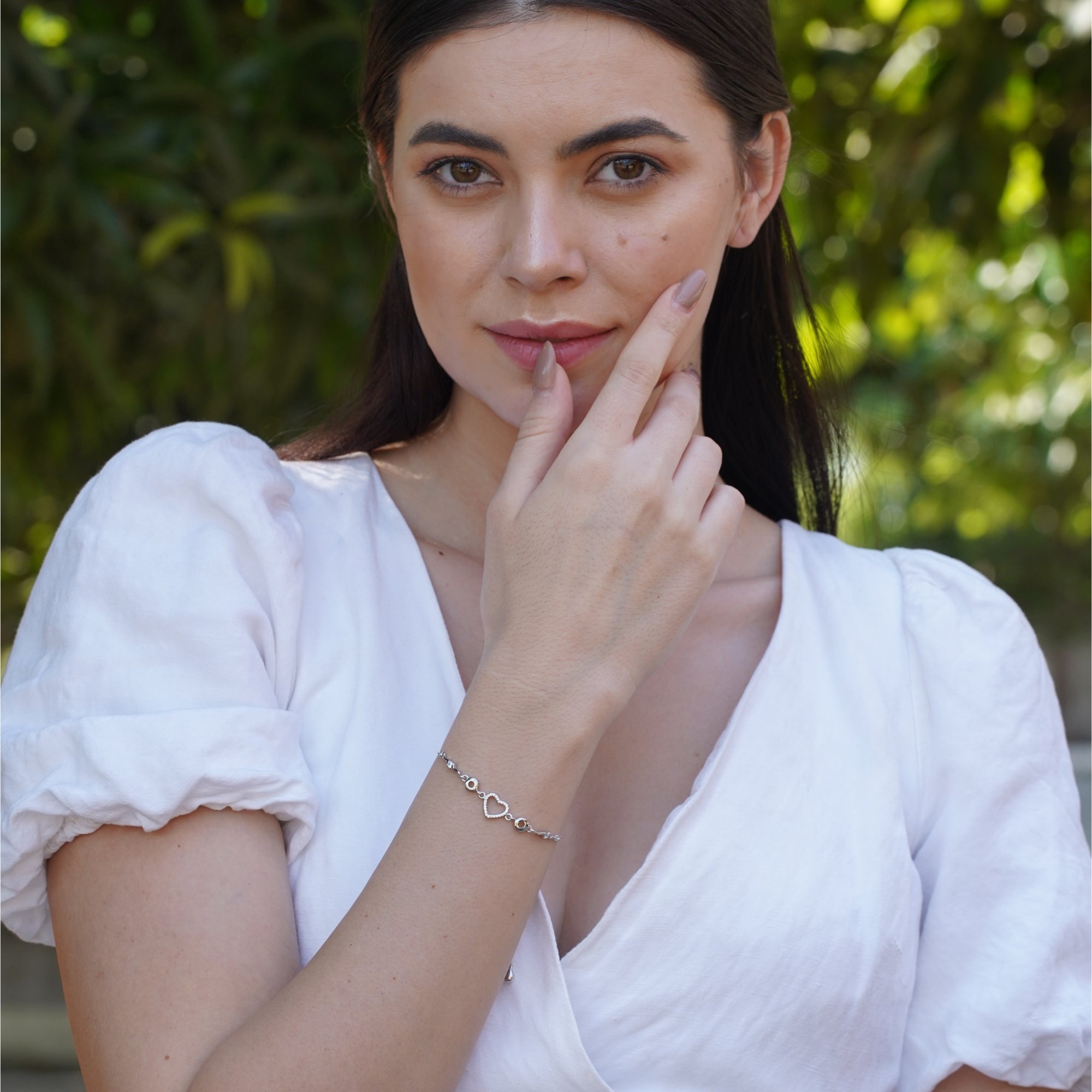 Silver 925 Round Heart Bracelet