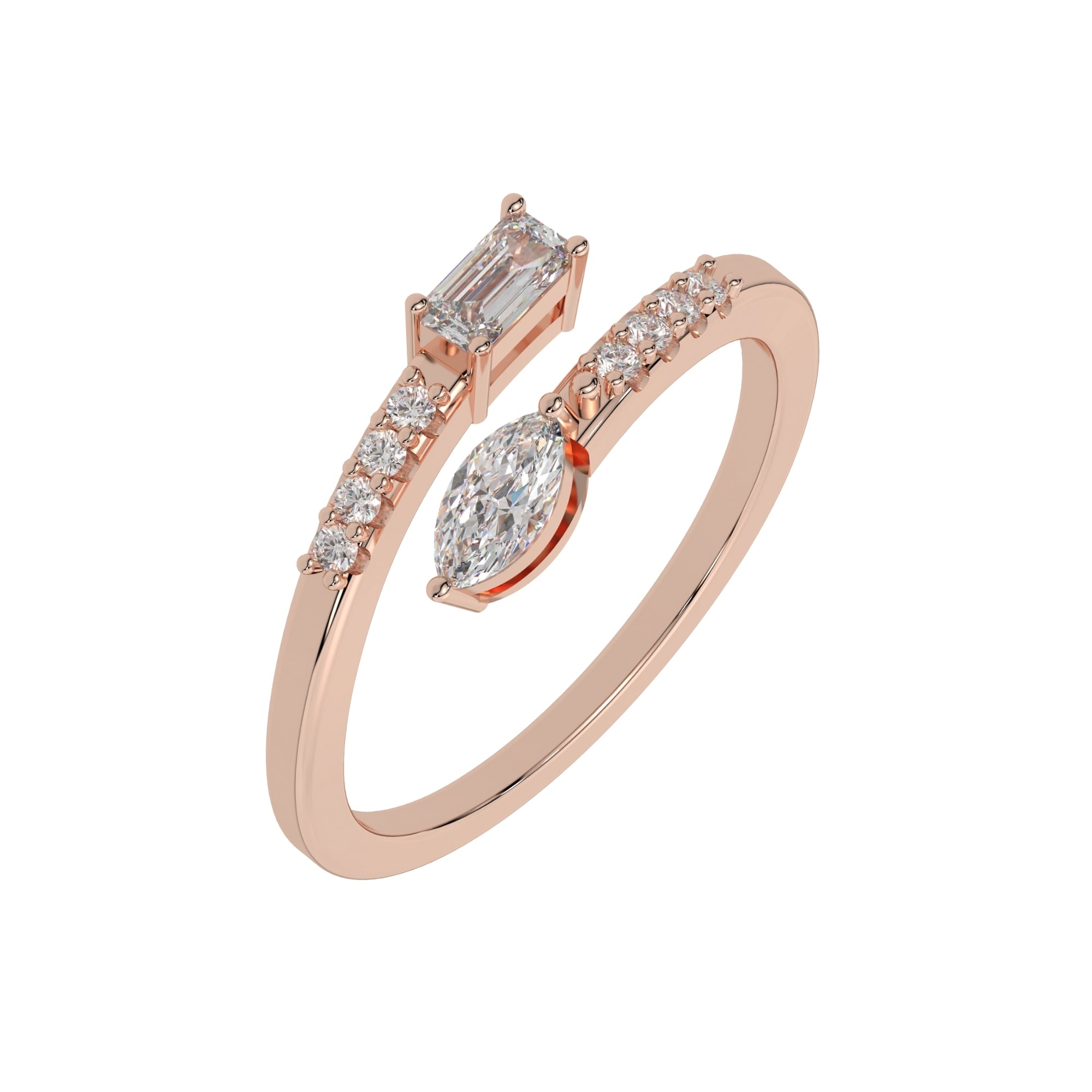Silver Emerald Marquise Joint Ring