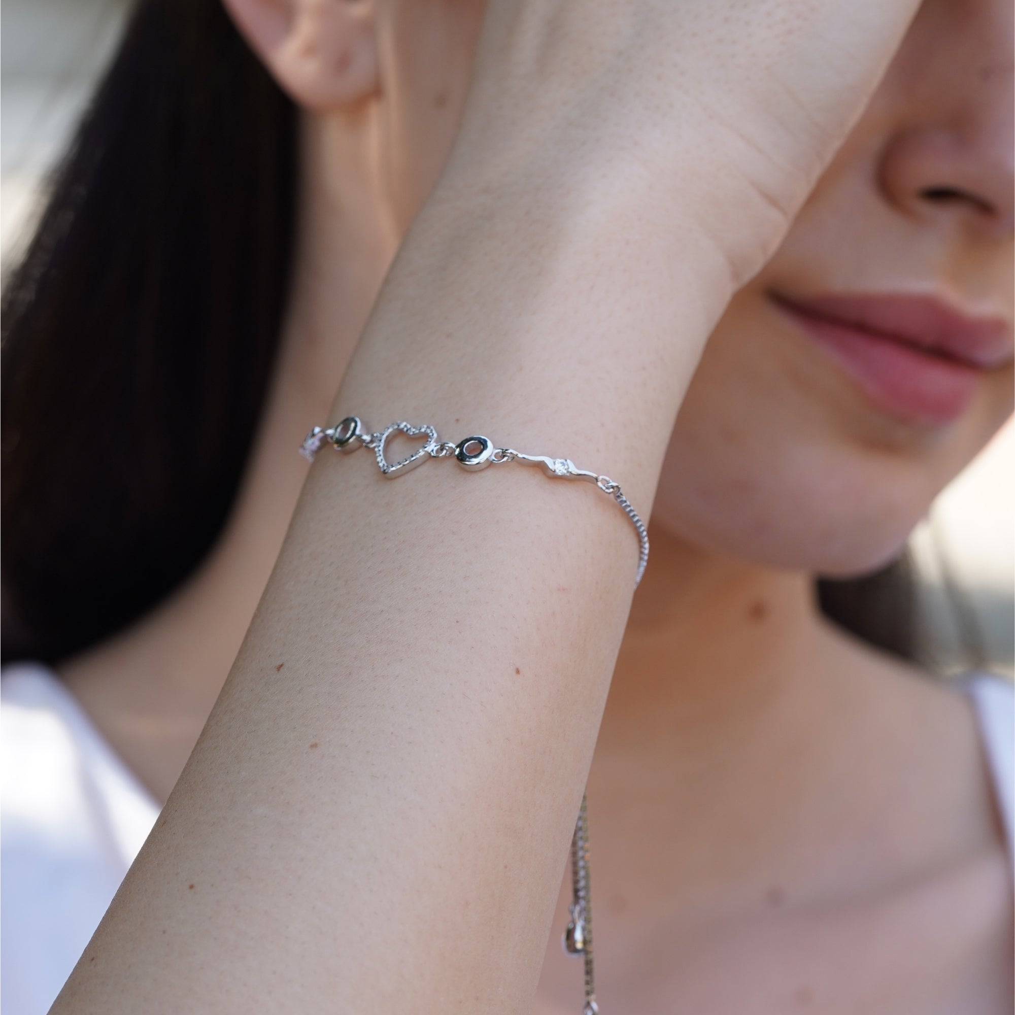 Silver 925 Round Heart Bracelet