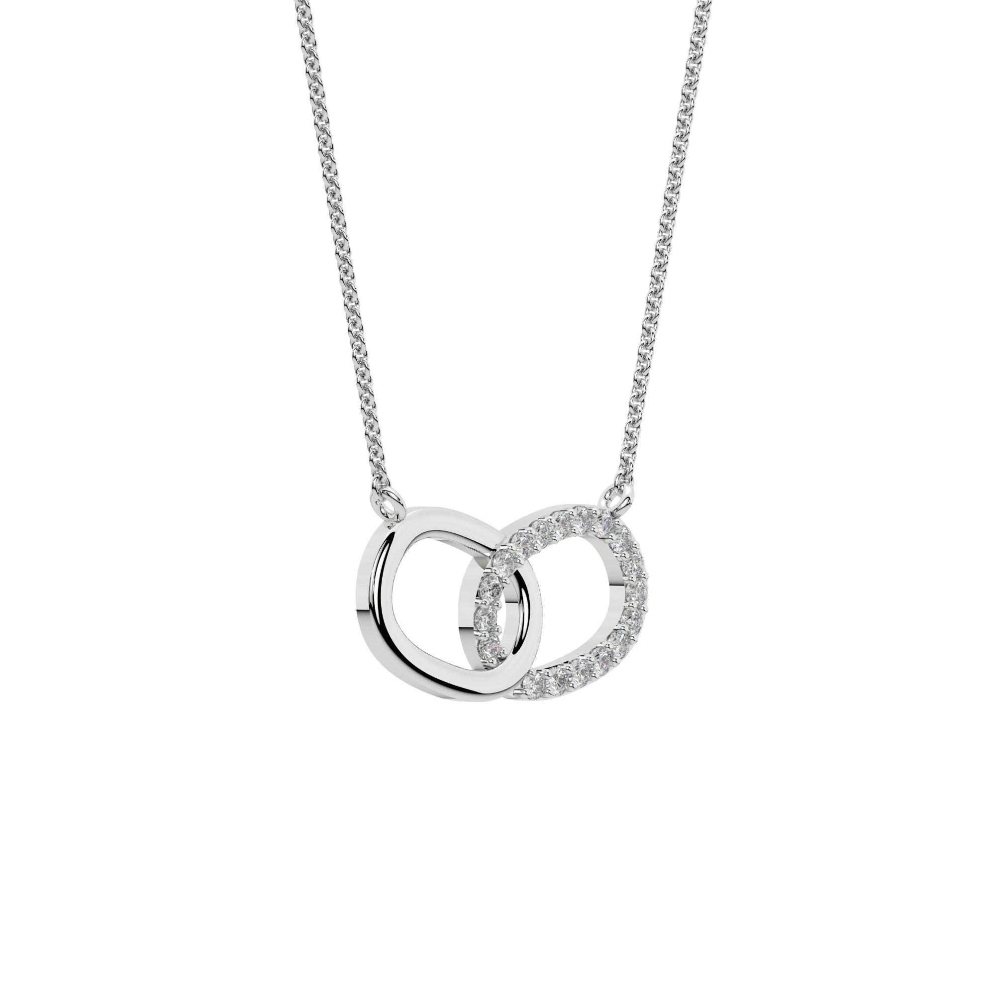 Connected Diamond Round Necklace 925 Silver