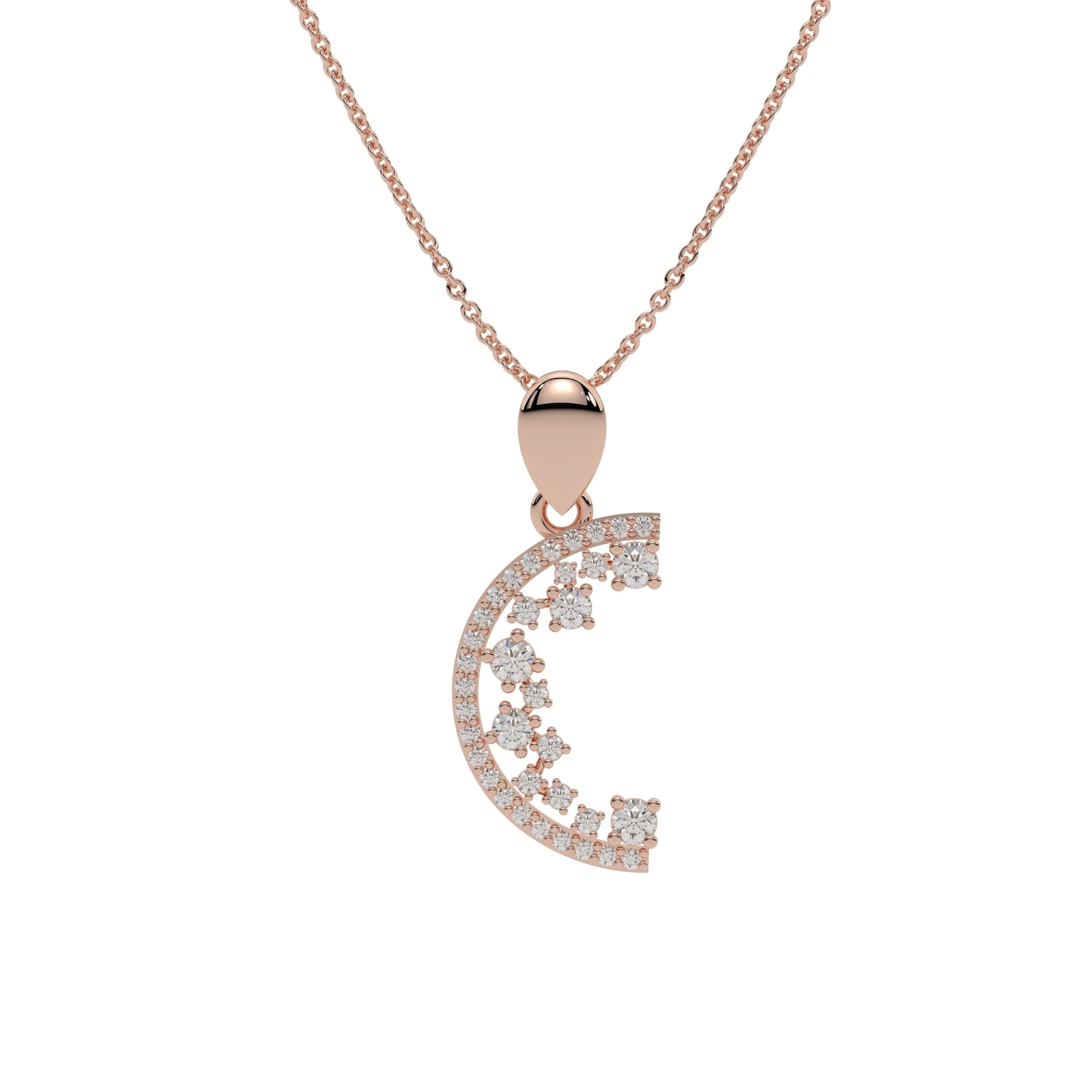 Half Moon Diamond Necklace for Women | 925 Sterling Silver