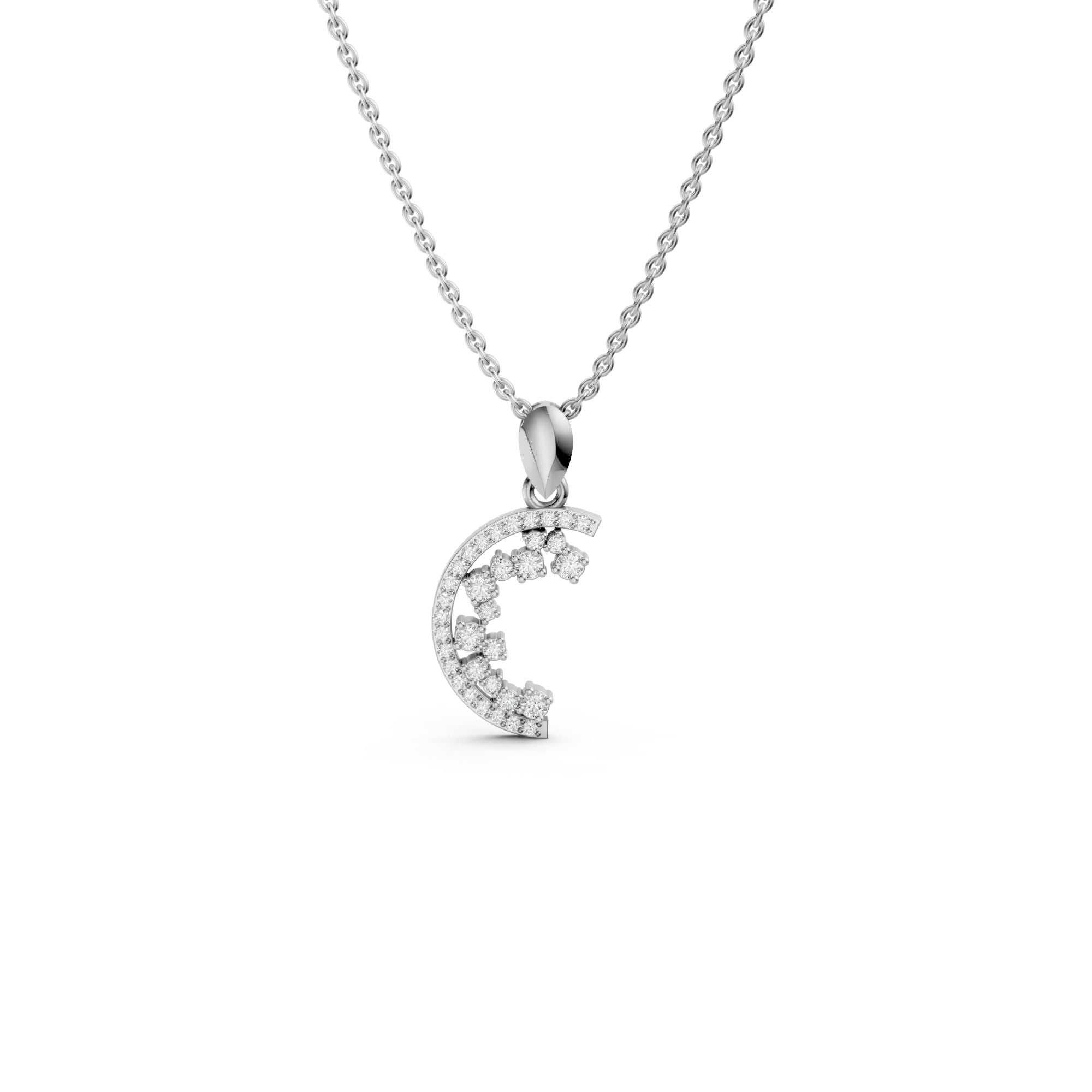 Half Moon Diamond Necklace for Women | 925 Sterling Silver