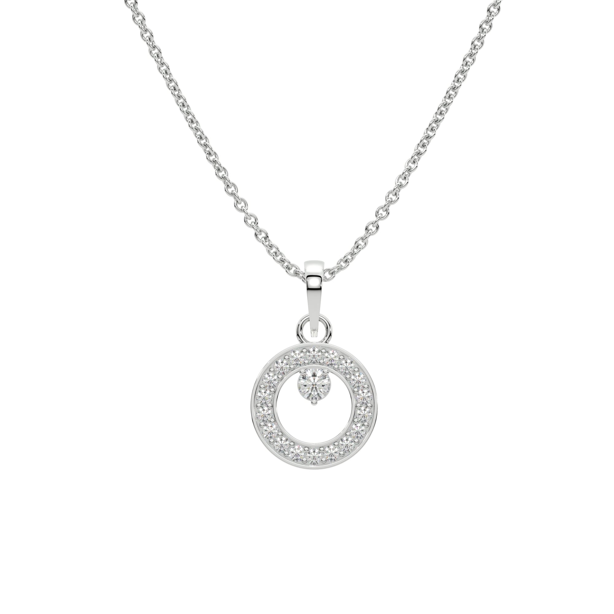 Circle Dot Diamond Pendant 925 Silver