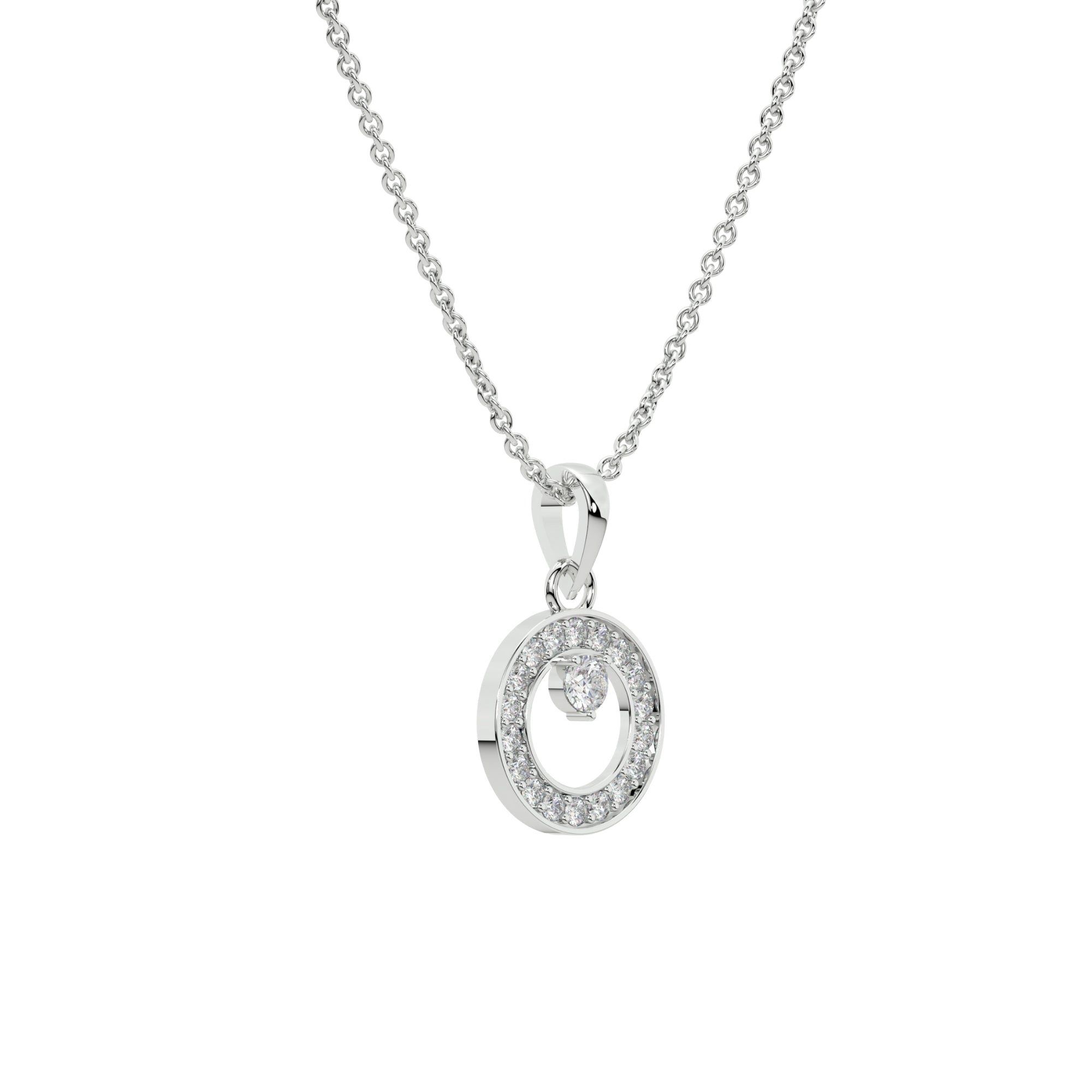 Circle Dot Diamond Pendant 925 Silver