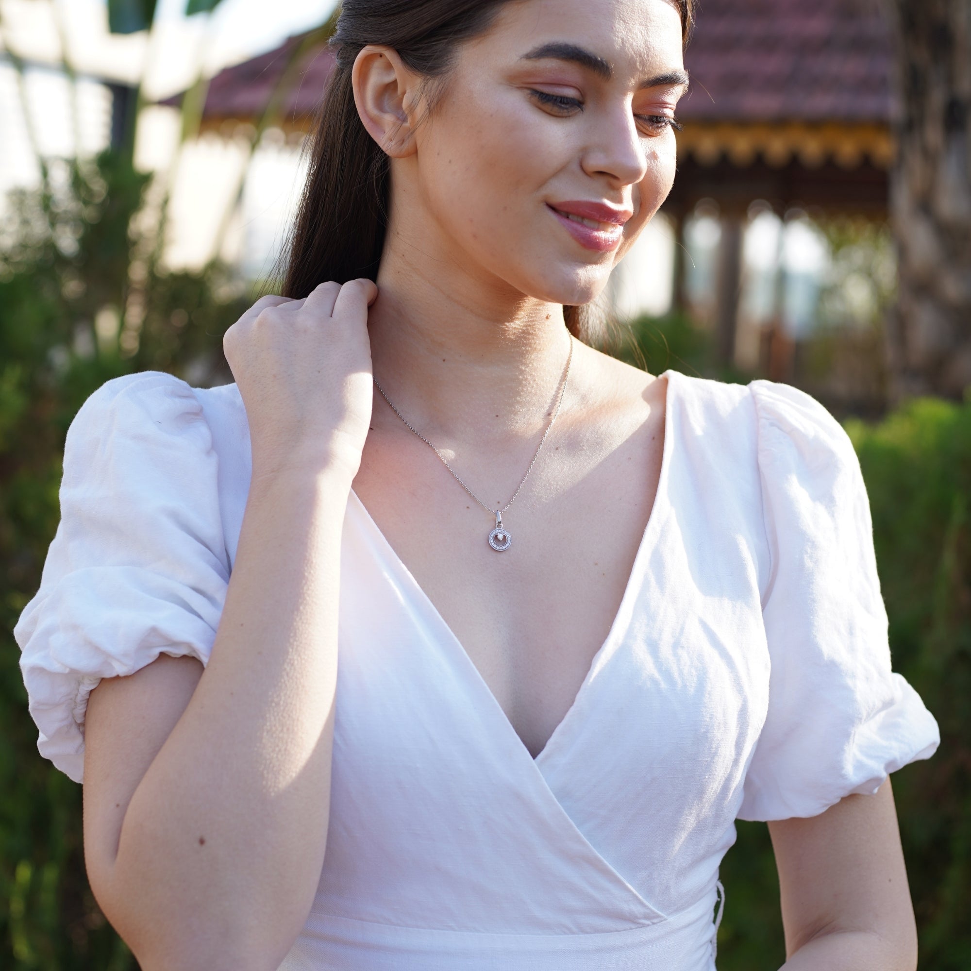 Circle Dot Diamond Pendant 925 Silver