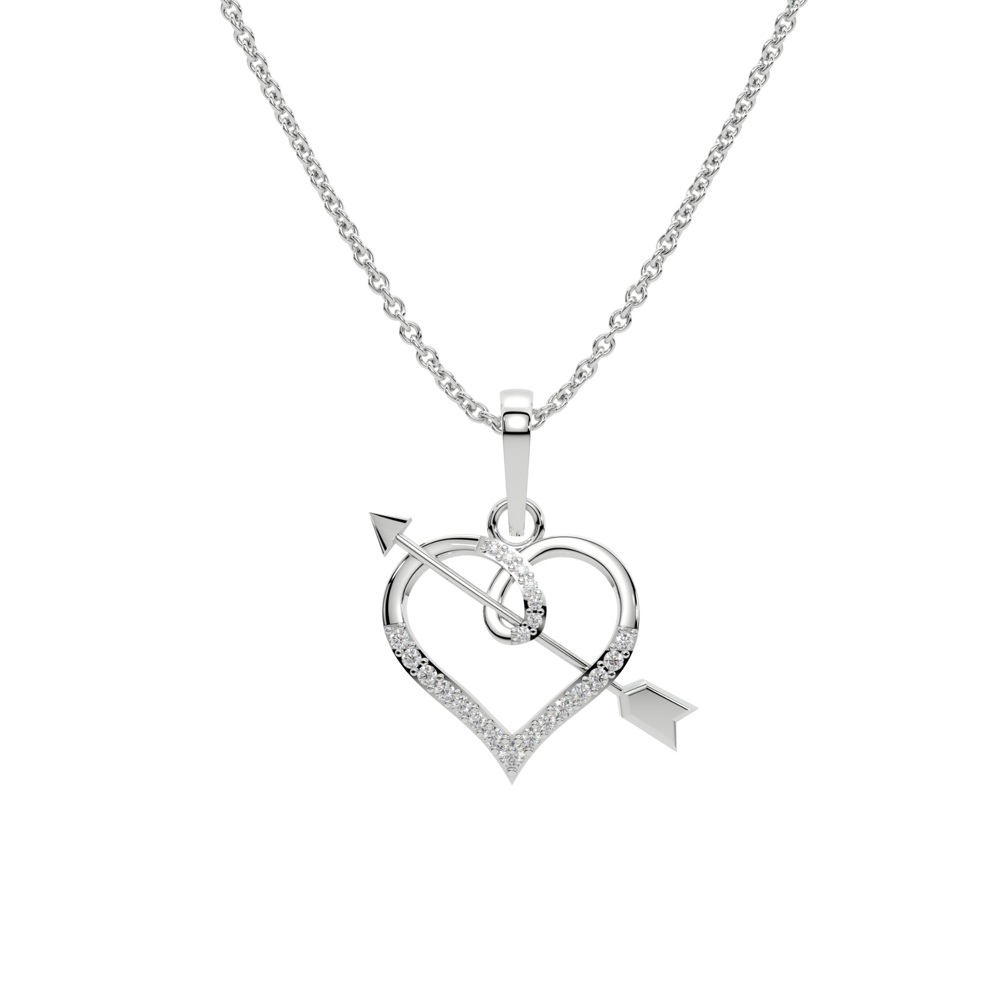 Lovely Arrow Heart Necklace 925 Silver