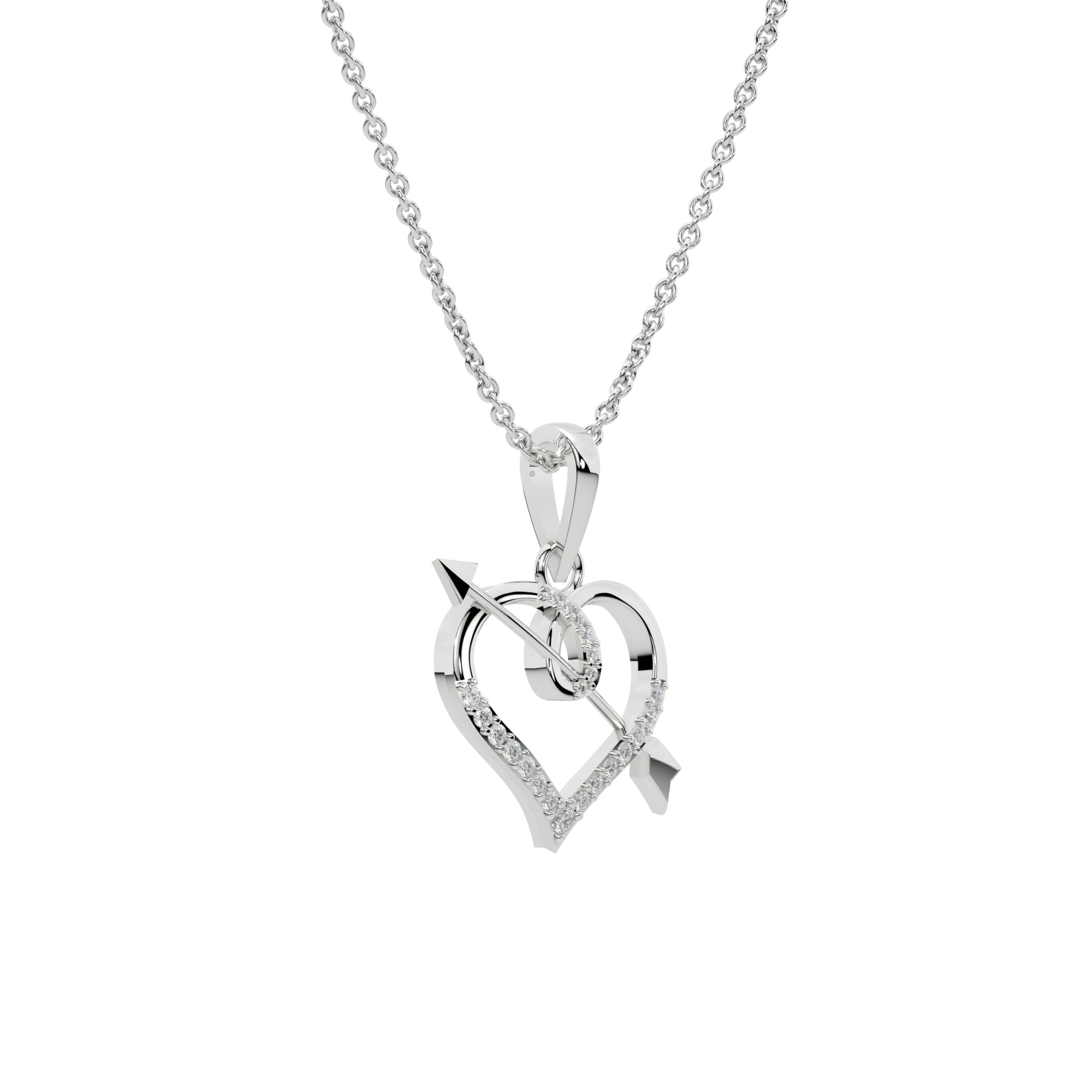 Lovely Arrow Heart Necklace 925 Silver