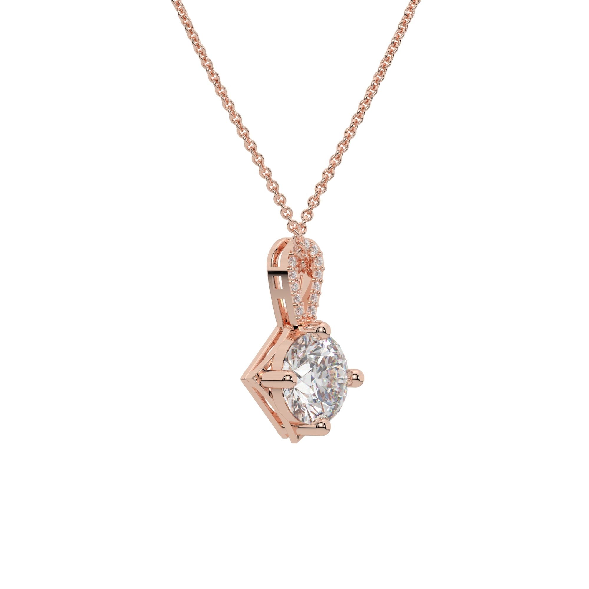 Round Solitaire Pendant Rose Gold|925 Sterling Silver