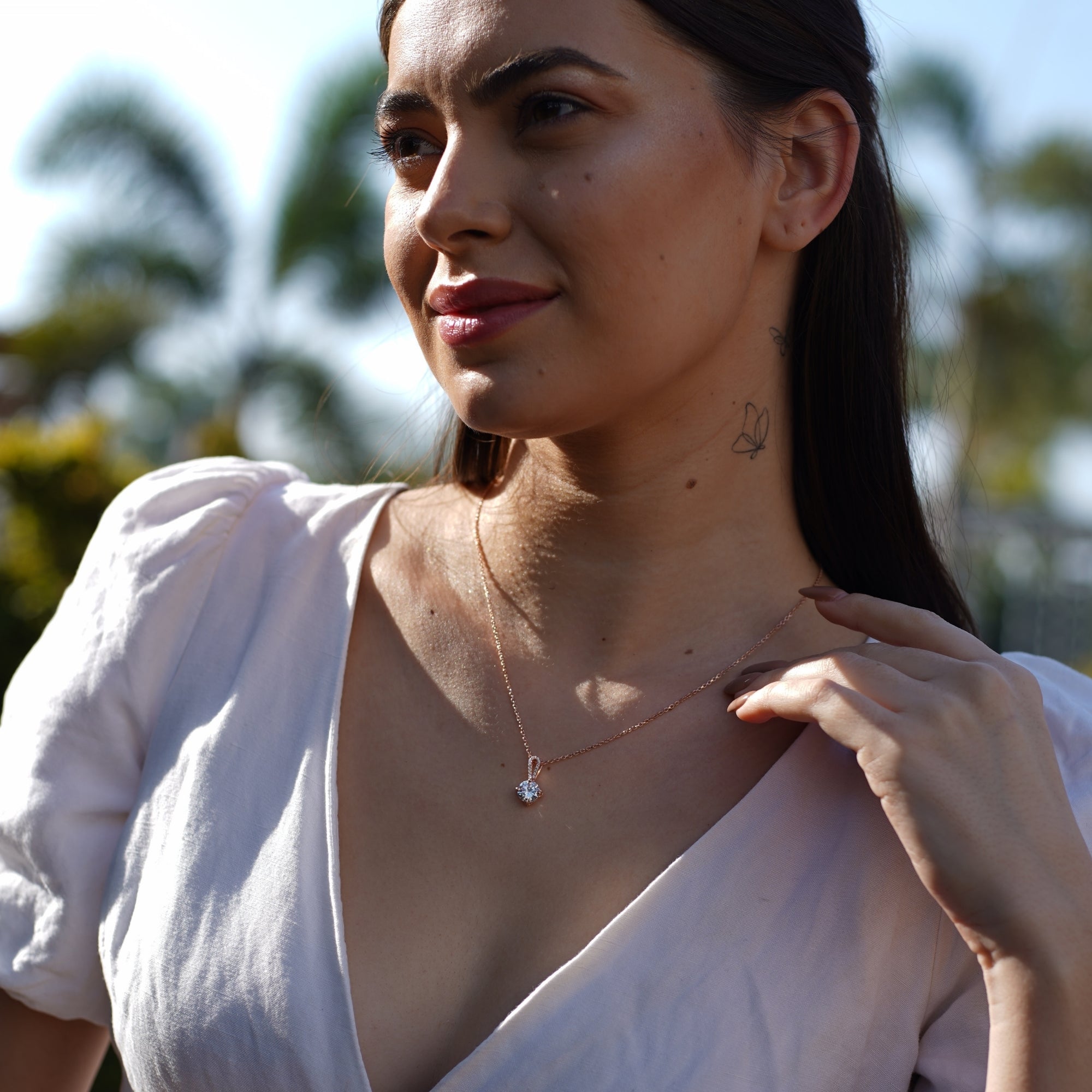 Round Solitaire Pendant Rose Gold|925 Sterling Silver