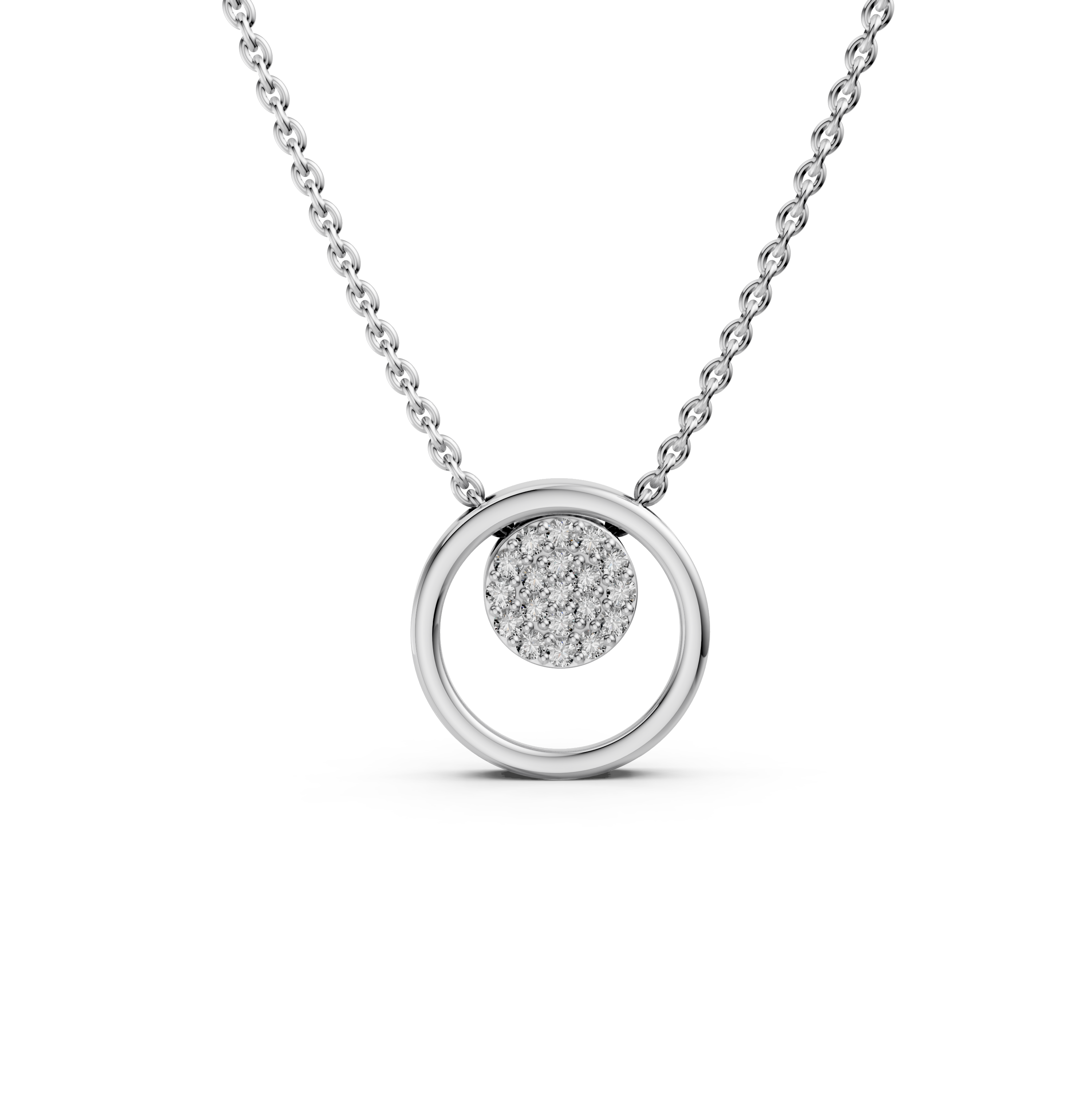 Circle in Circle Necklace|925 Sterling Silver|Swiss Zircon