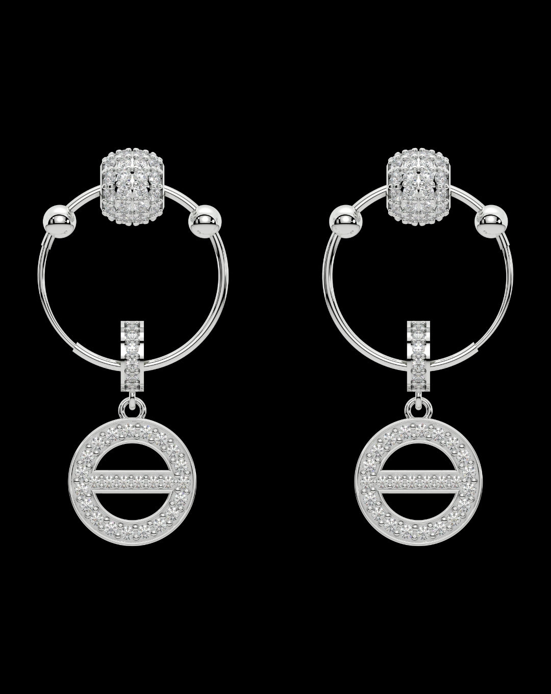 Silver Round Line Latkan Earring