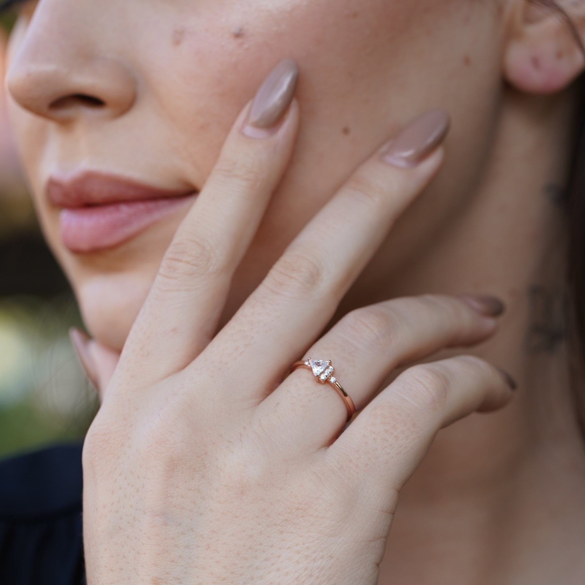 Silver Triangle Trillion Diamond Ring | 925 Sterling Silver