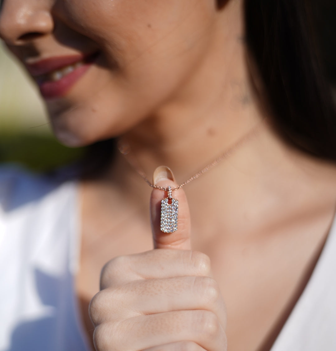 Dog Tag Pendant necklace for Women & Girls | 925 Sterling Silver