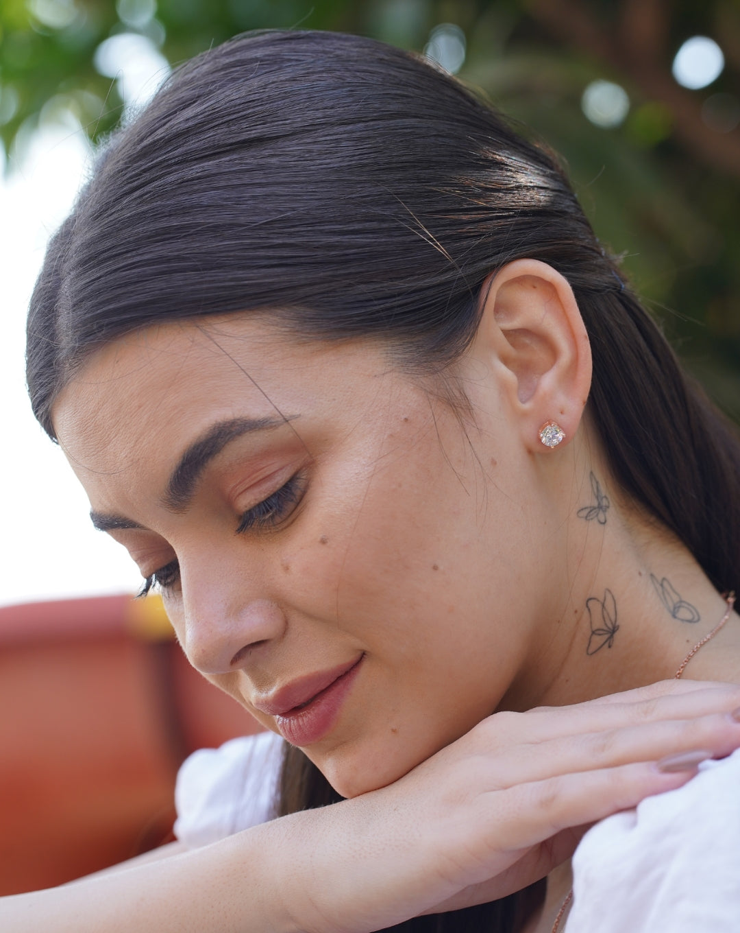 925 Silver Solitaire Rose Gold Pendant & Earring Set