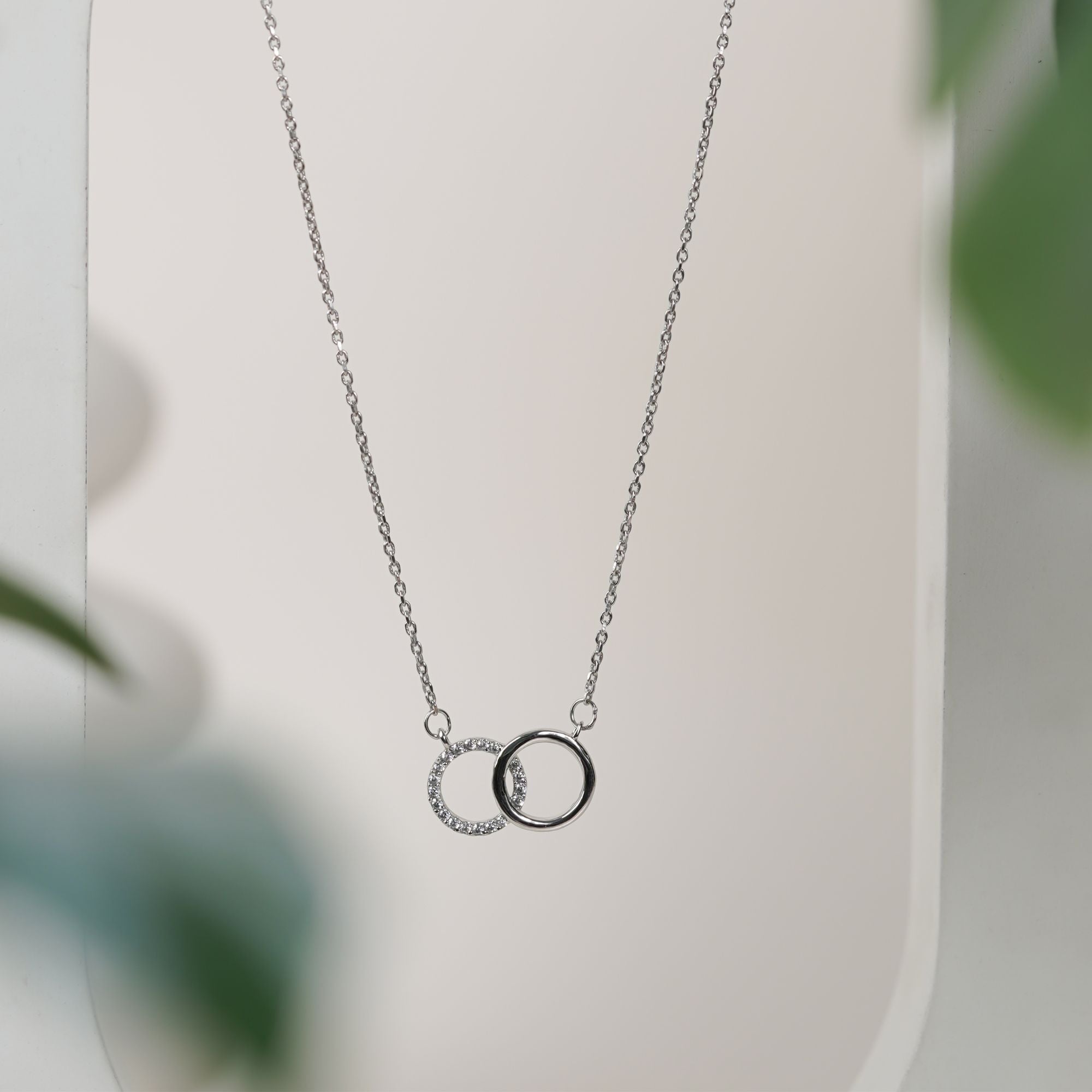 Round Interlocked Rose Gold Necklace for Women - 925 Sterling Silver Necklace