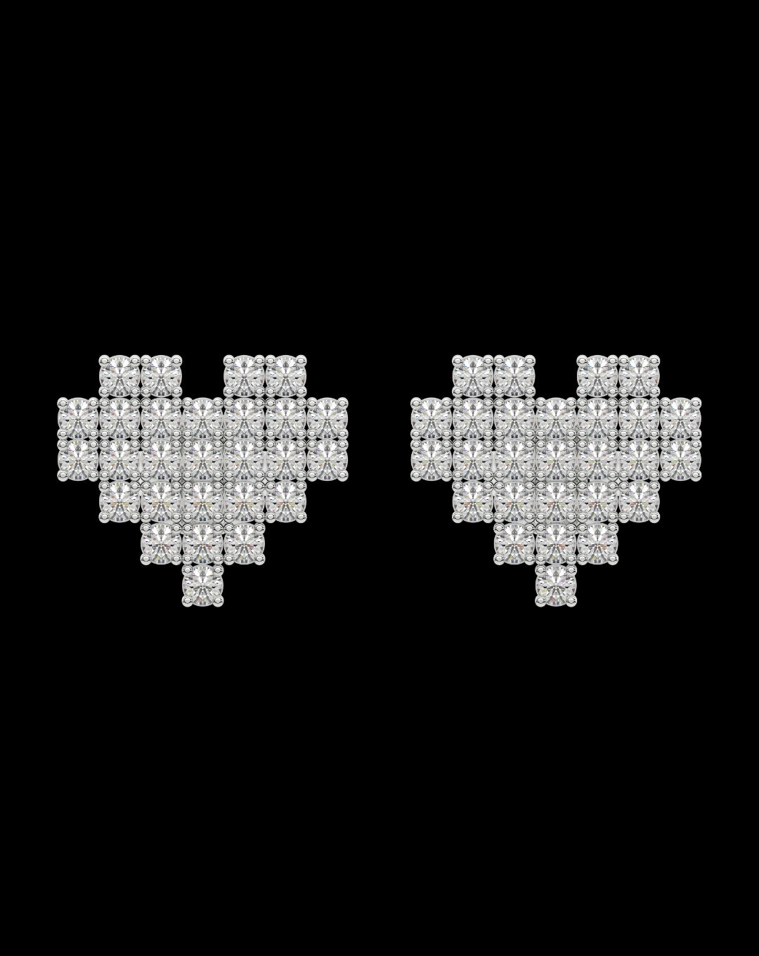 Heart Leaf Dot Diamond Earring Silver