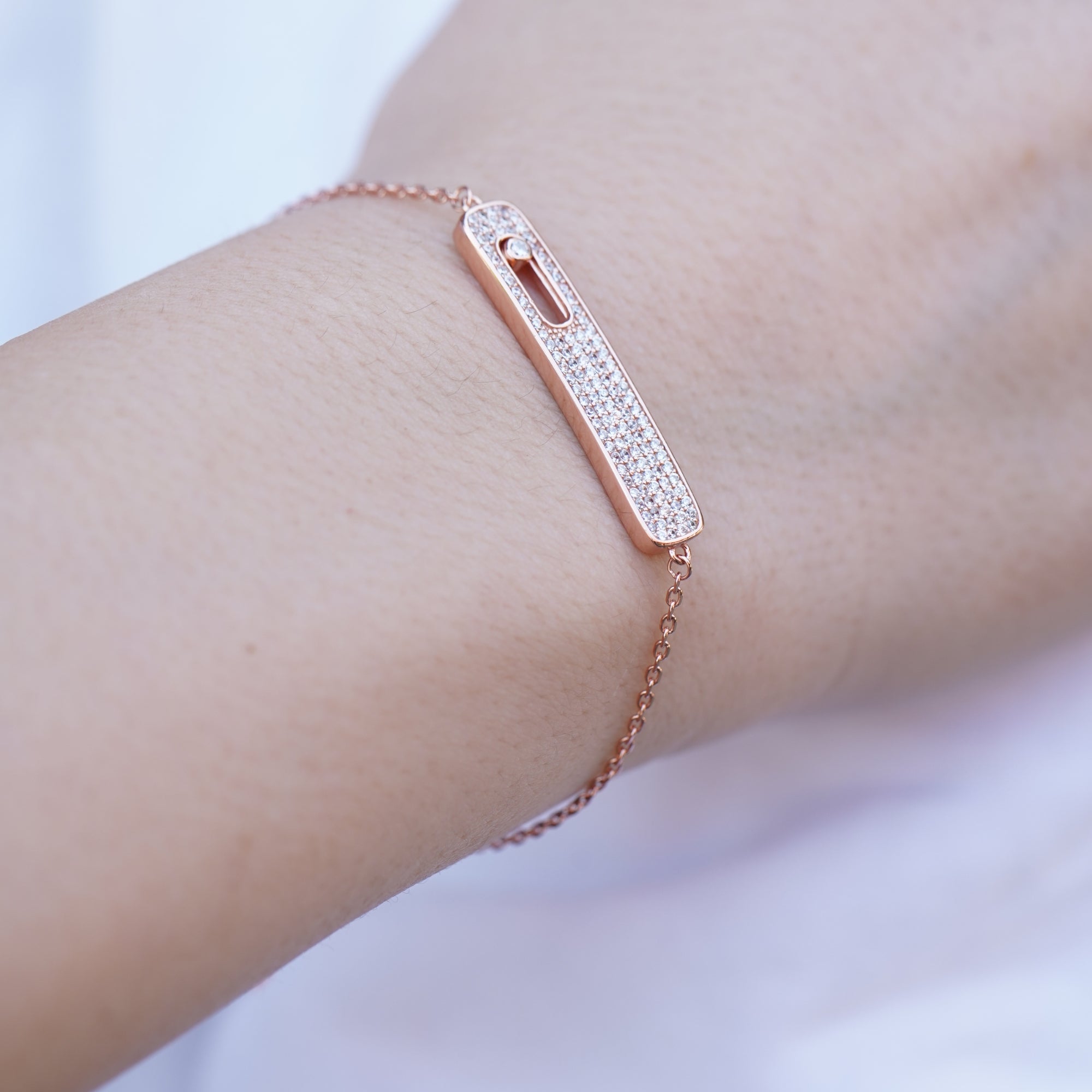 Diamond Bar Bracelet | 925 Sterling Silver