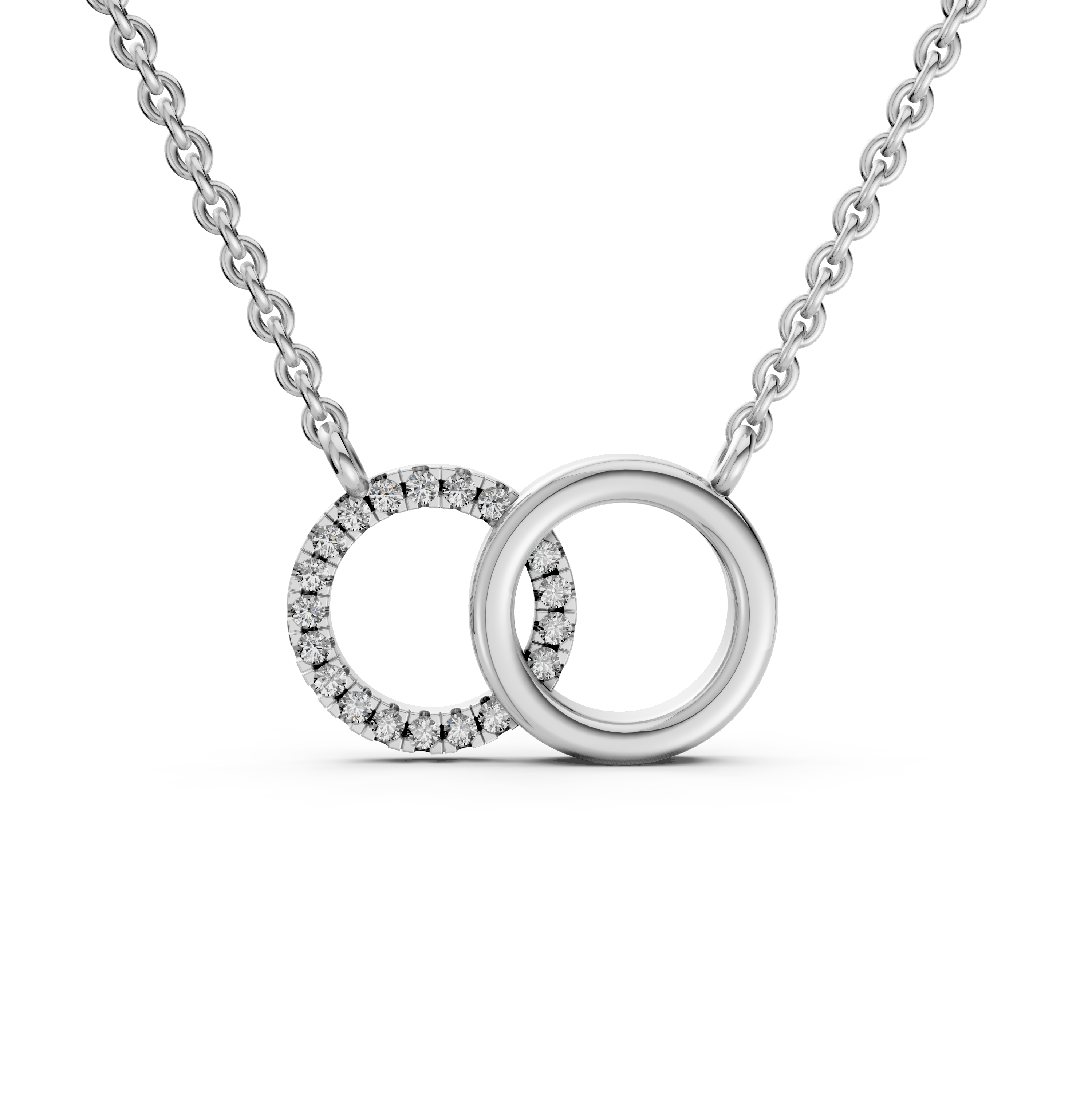 Round Interlocked Rose Gold Necklace for Women - 925 Sterling Silver Necklace