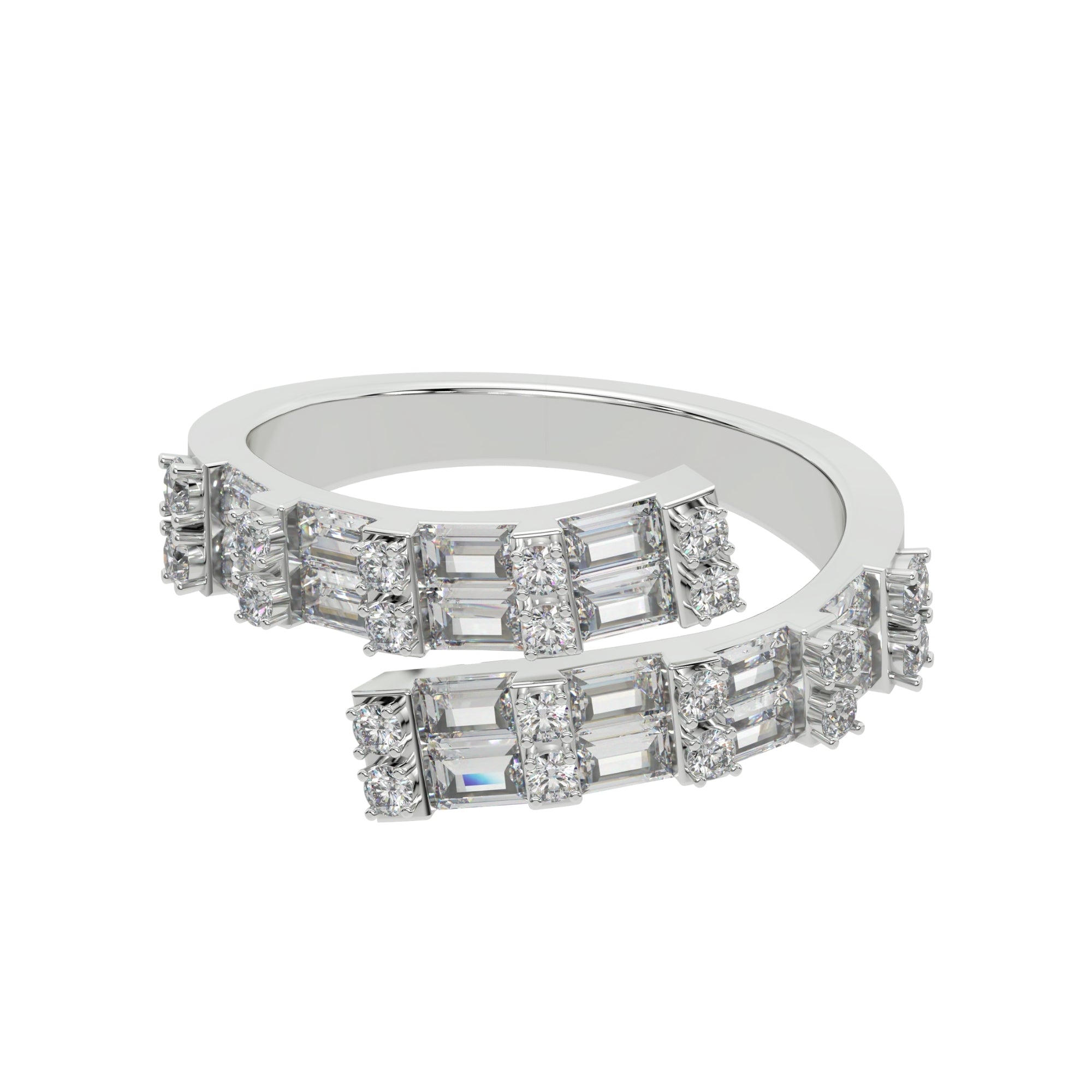 Silver Beautiful Baguette Joint Ring