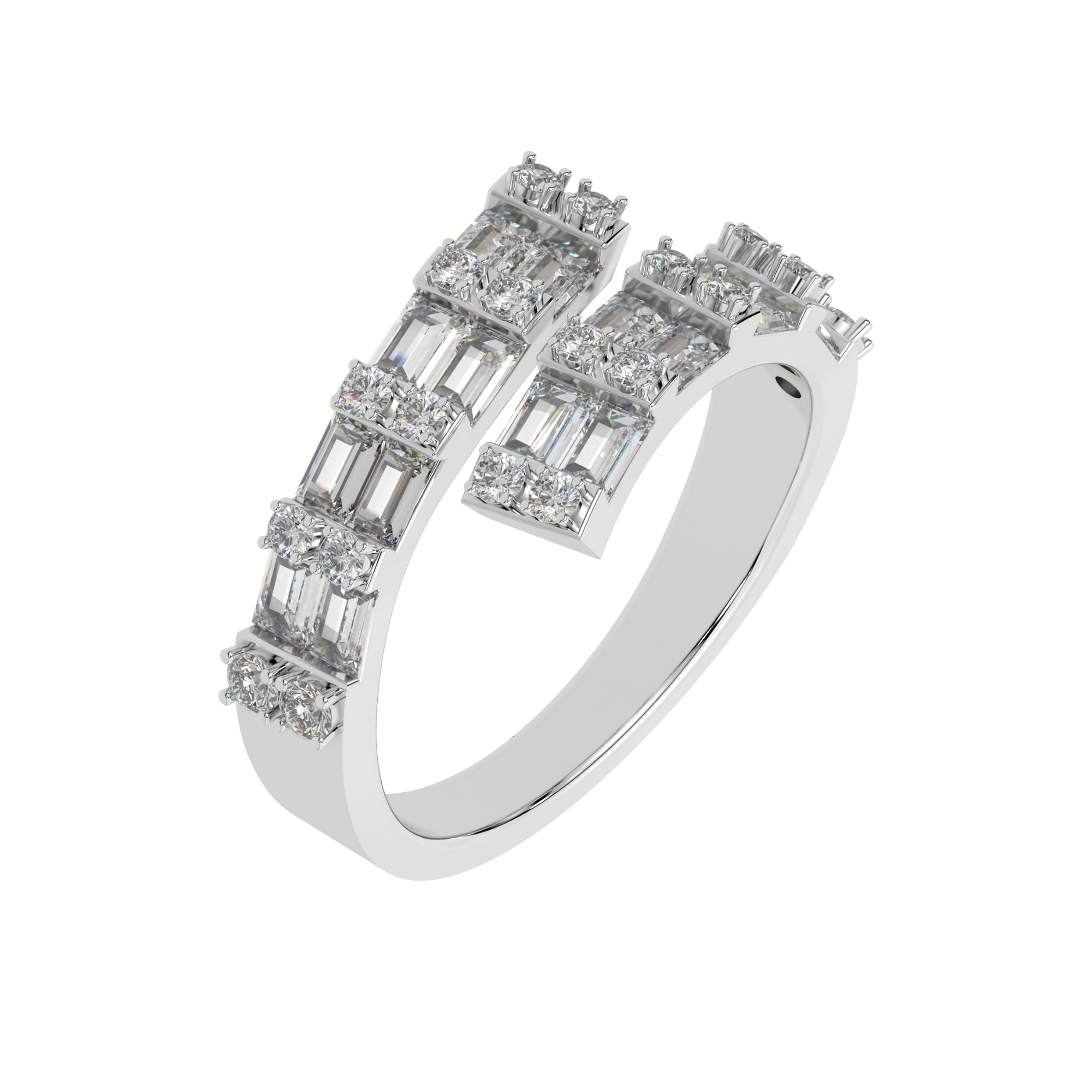 Silver Beautiful Baguette Joint Ring