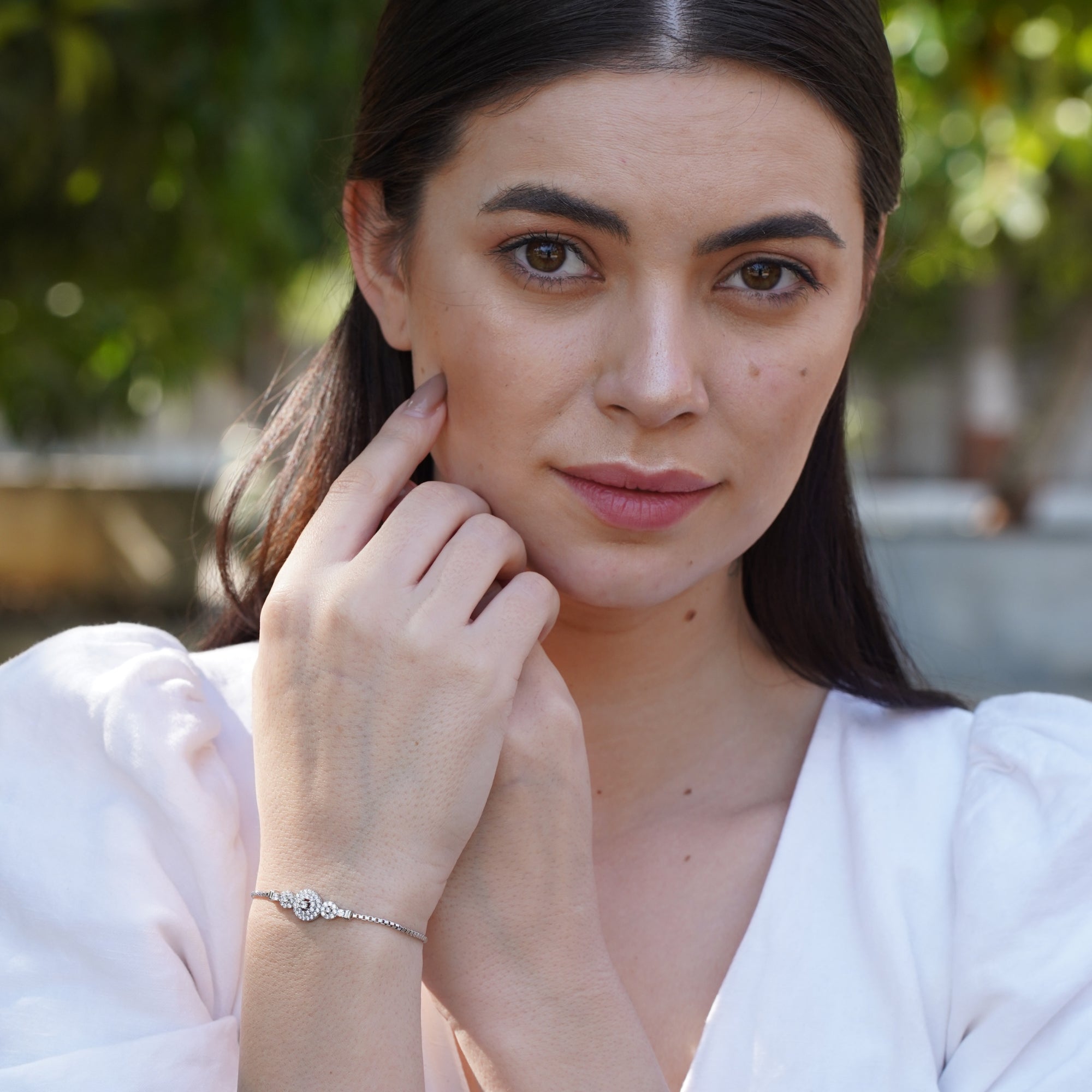 Sterling Silver Round Diamond Line Bracelet