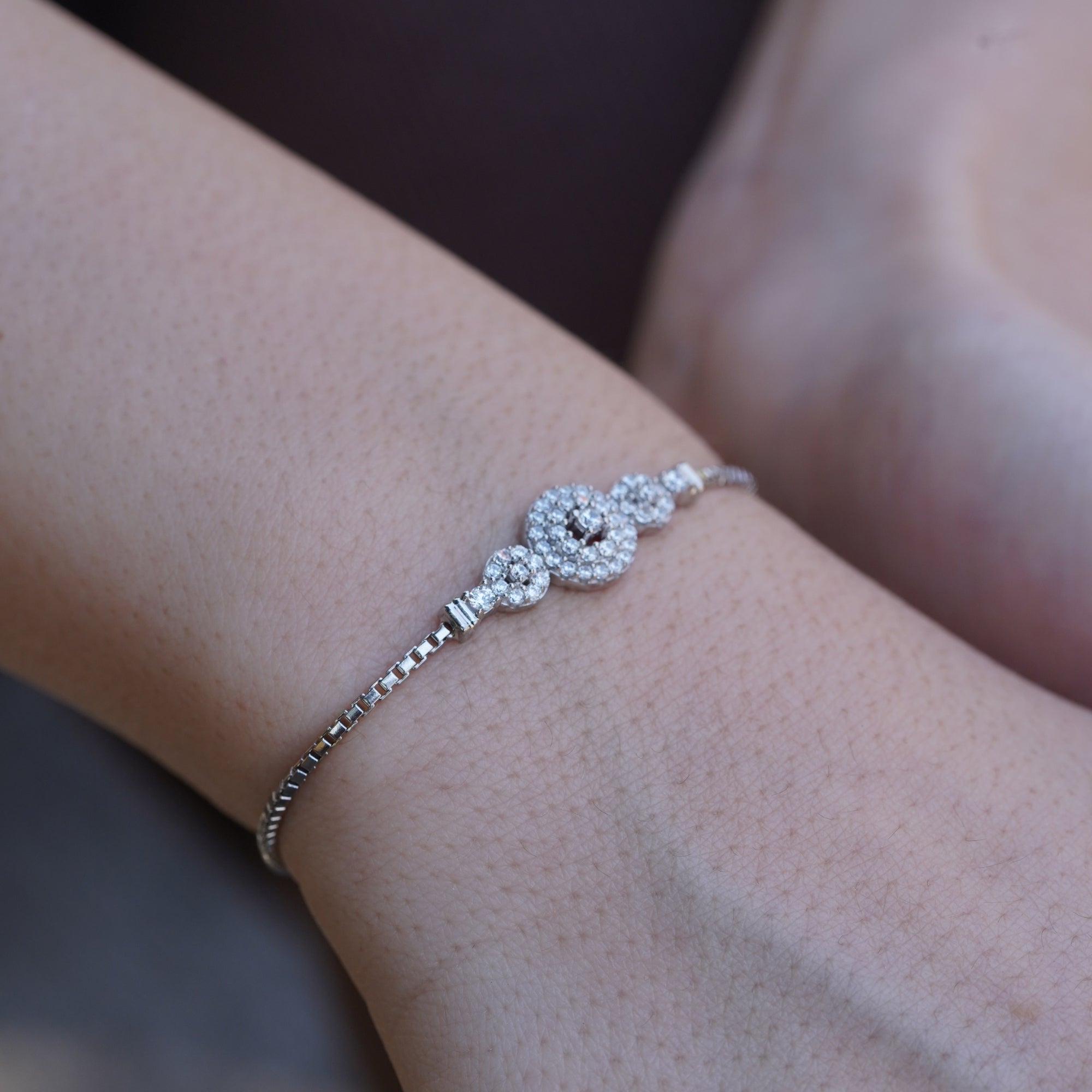 Sterling Silver Round Diamond Line Bracelet