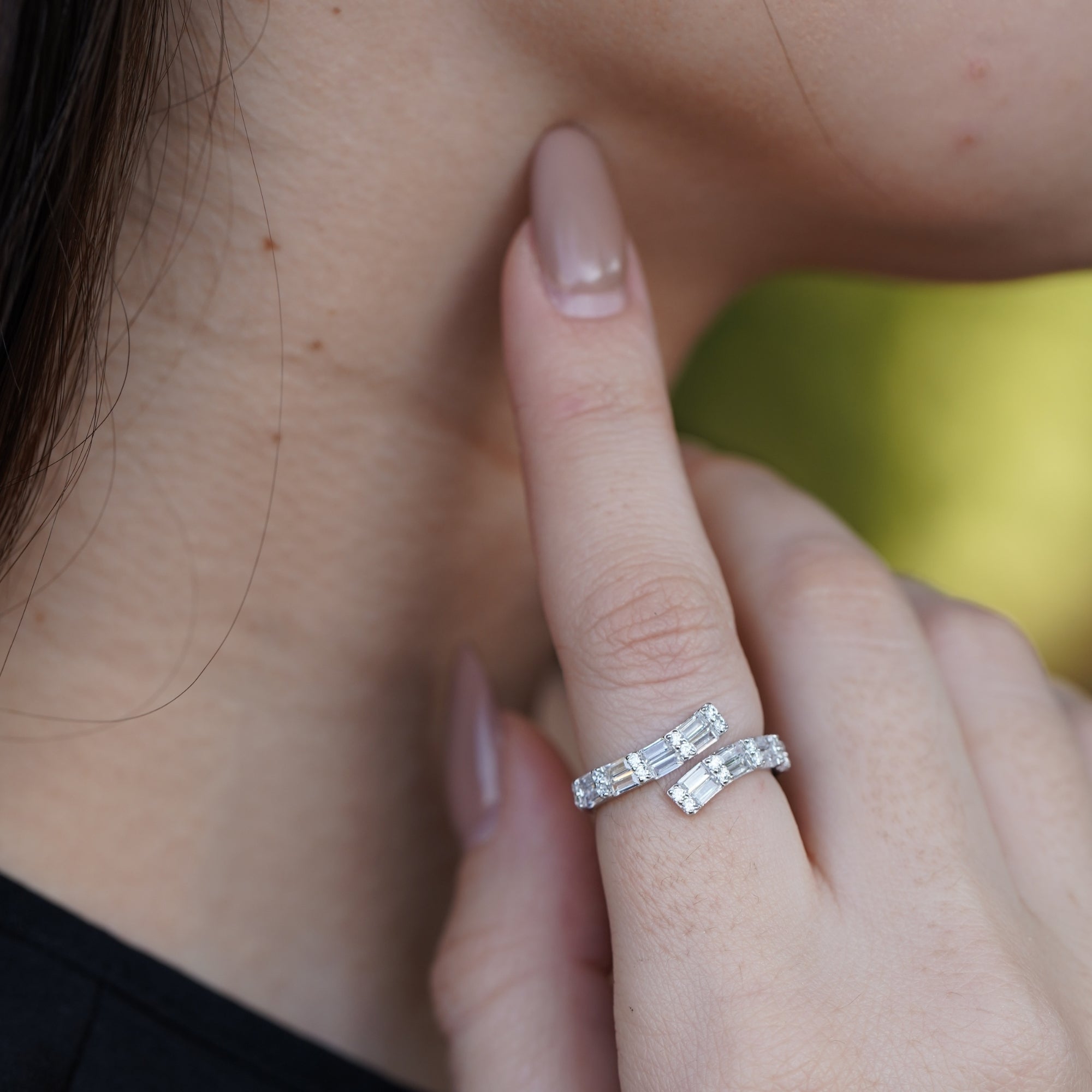 Silver Beautiful Baguette Joint Ring