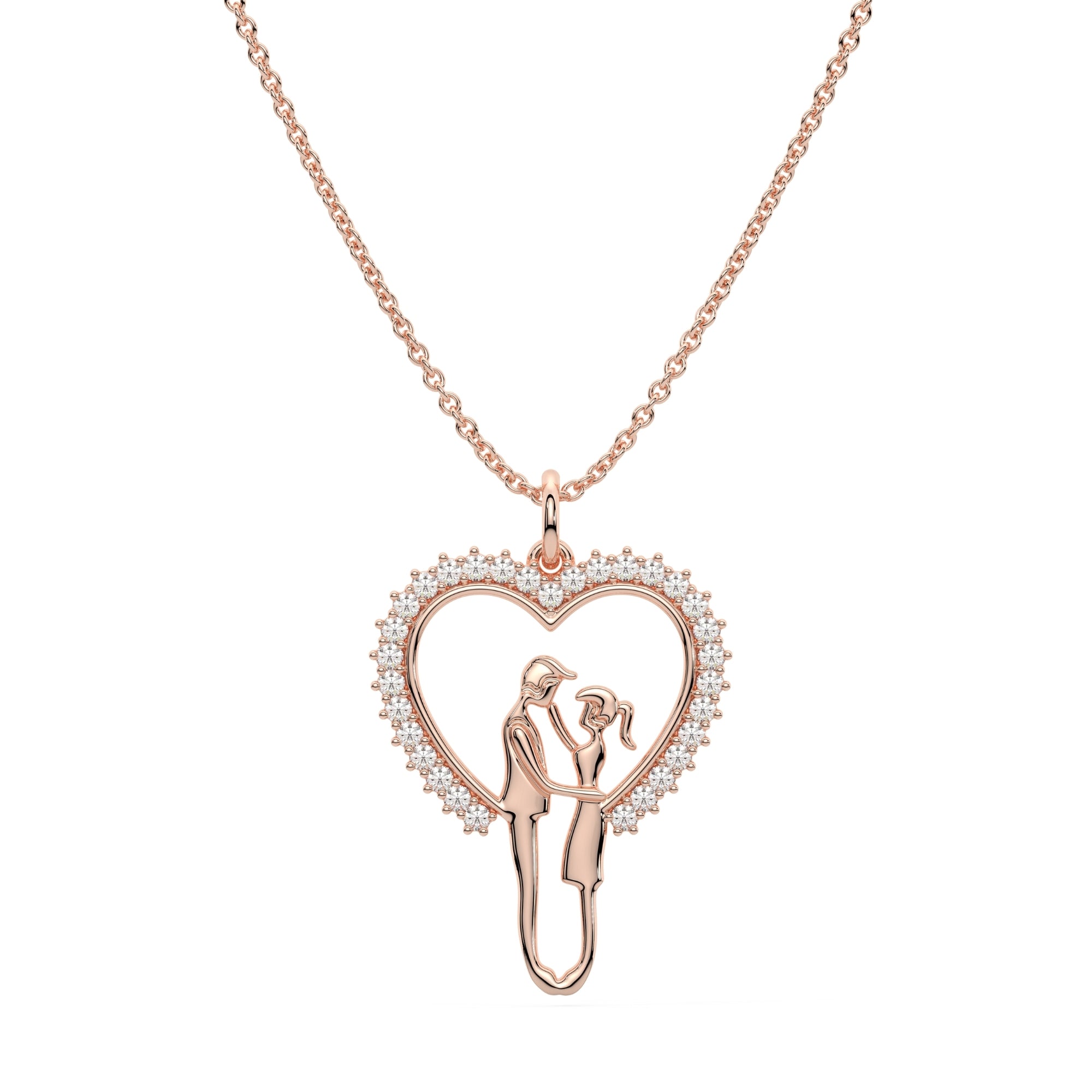Loving Couple Heart 925 Sterling Silver Necklace