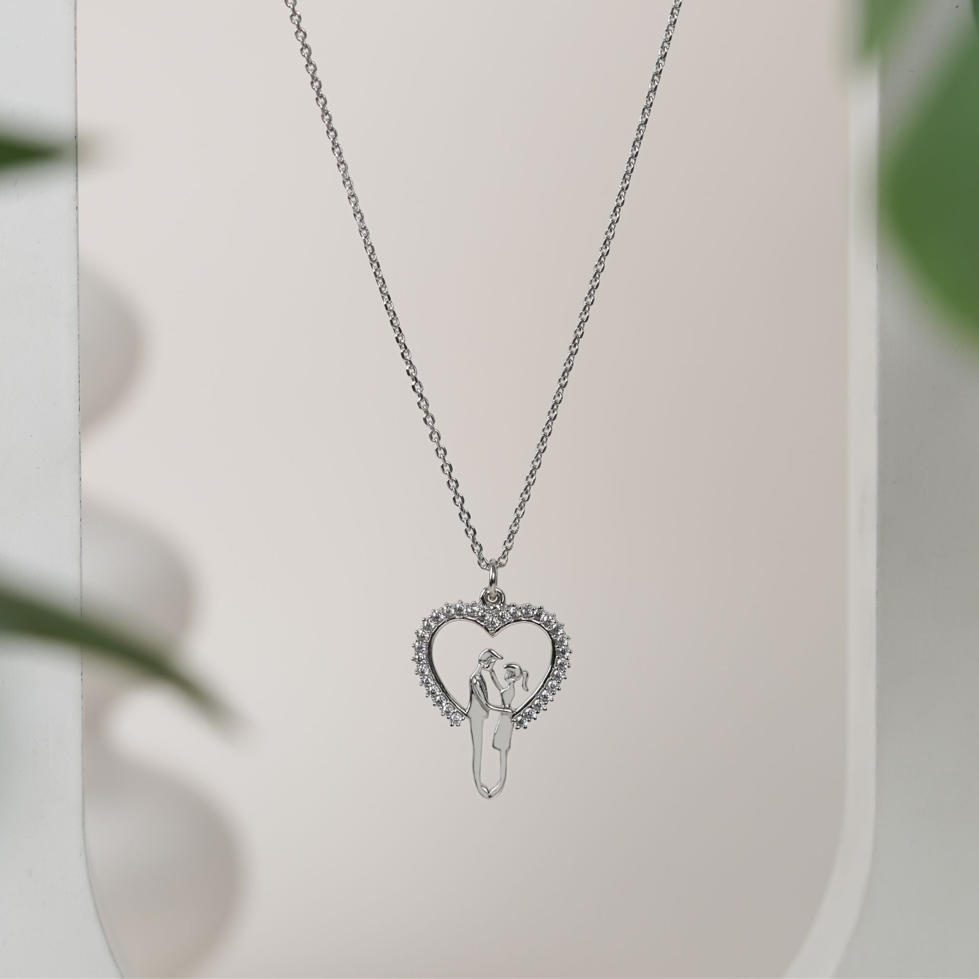 Loving Couple Heart 925 Sterling Silver Necklace
