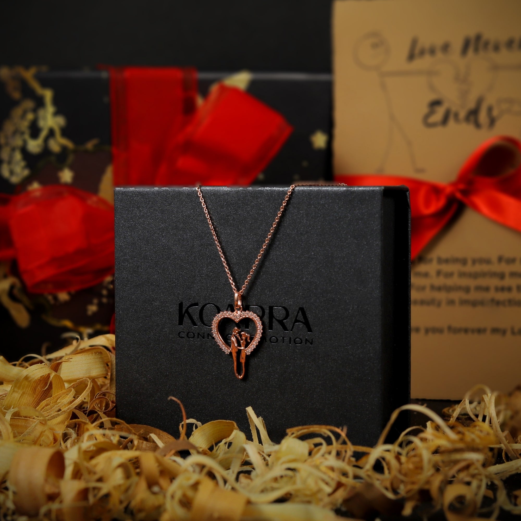 Loving Couple Heart 925 Sterling Silver Necklace