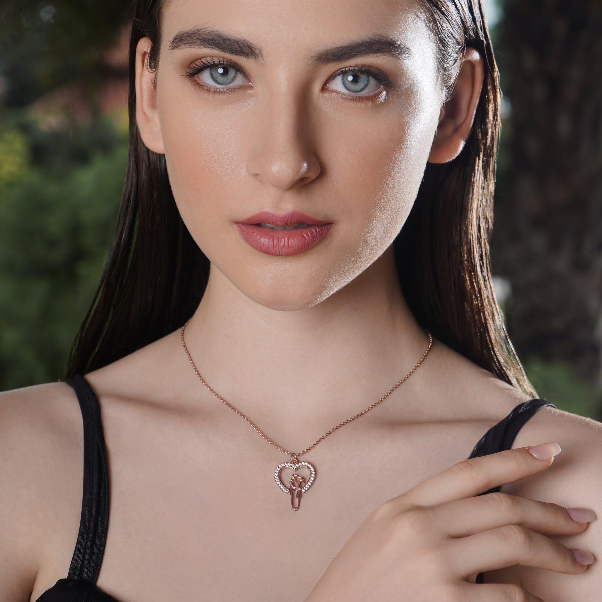 Loving Couple Heart 925 Sterling Silver Necklace