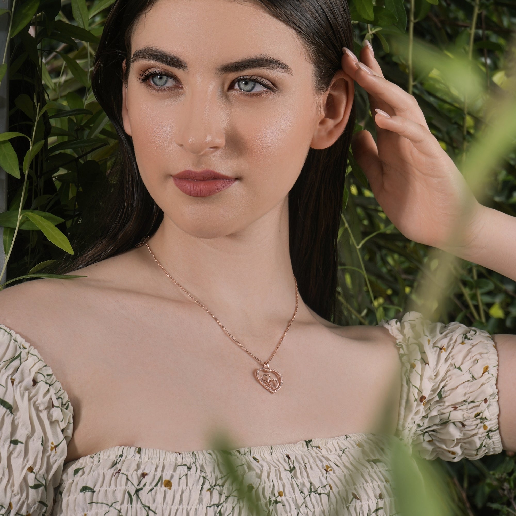 Double Heart in Heart Necklace - 925 Sterling Silver