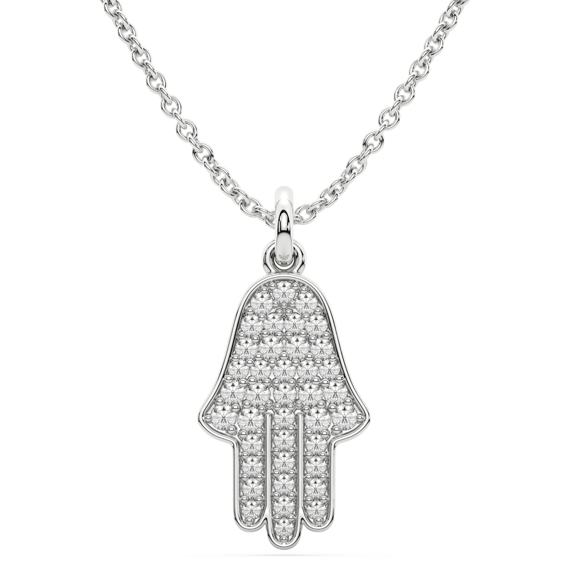 Hamsa Hand Diamond Necklace 925 Sterling silver
