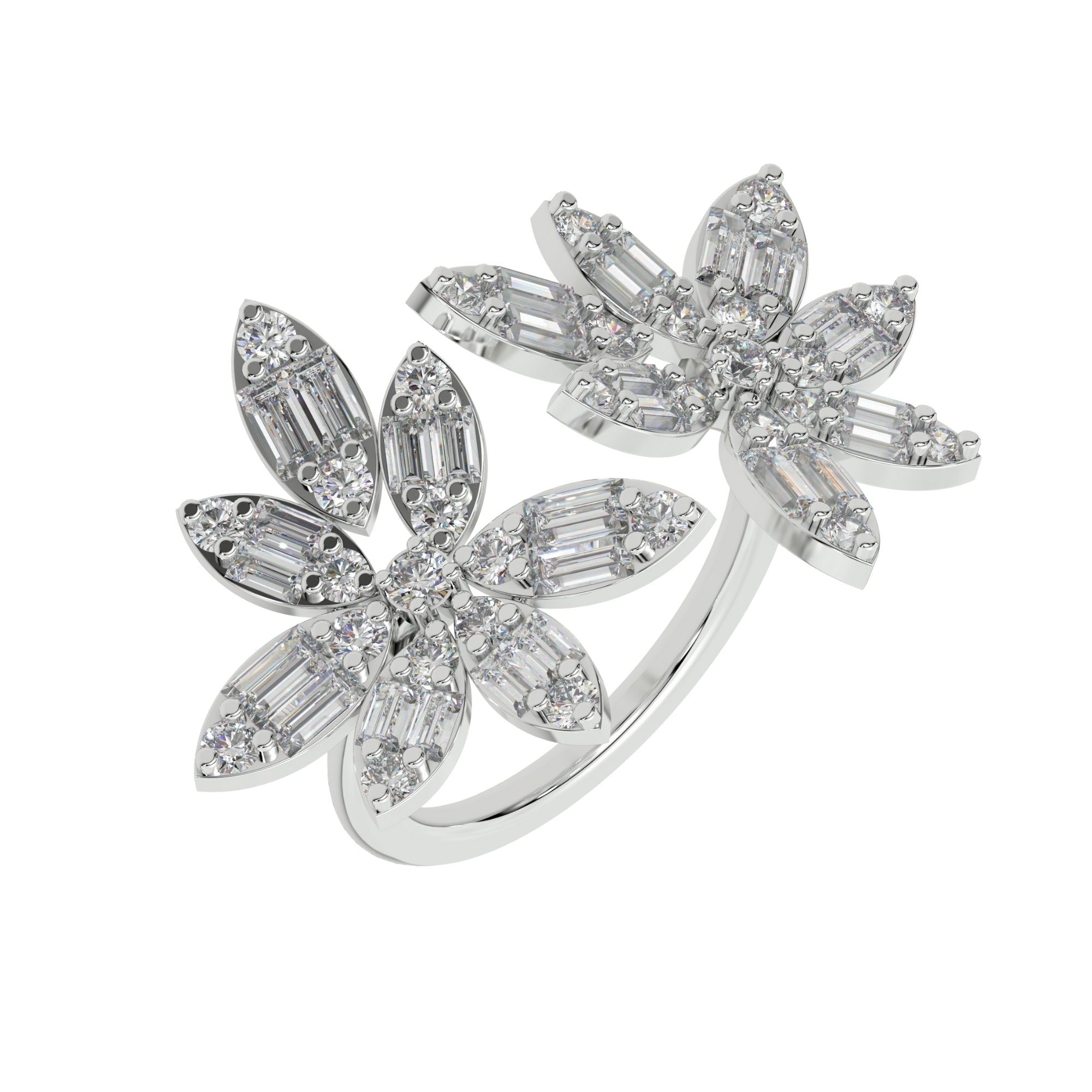 Silver Flower Best For Wedding Diamond Ring