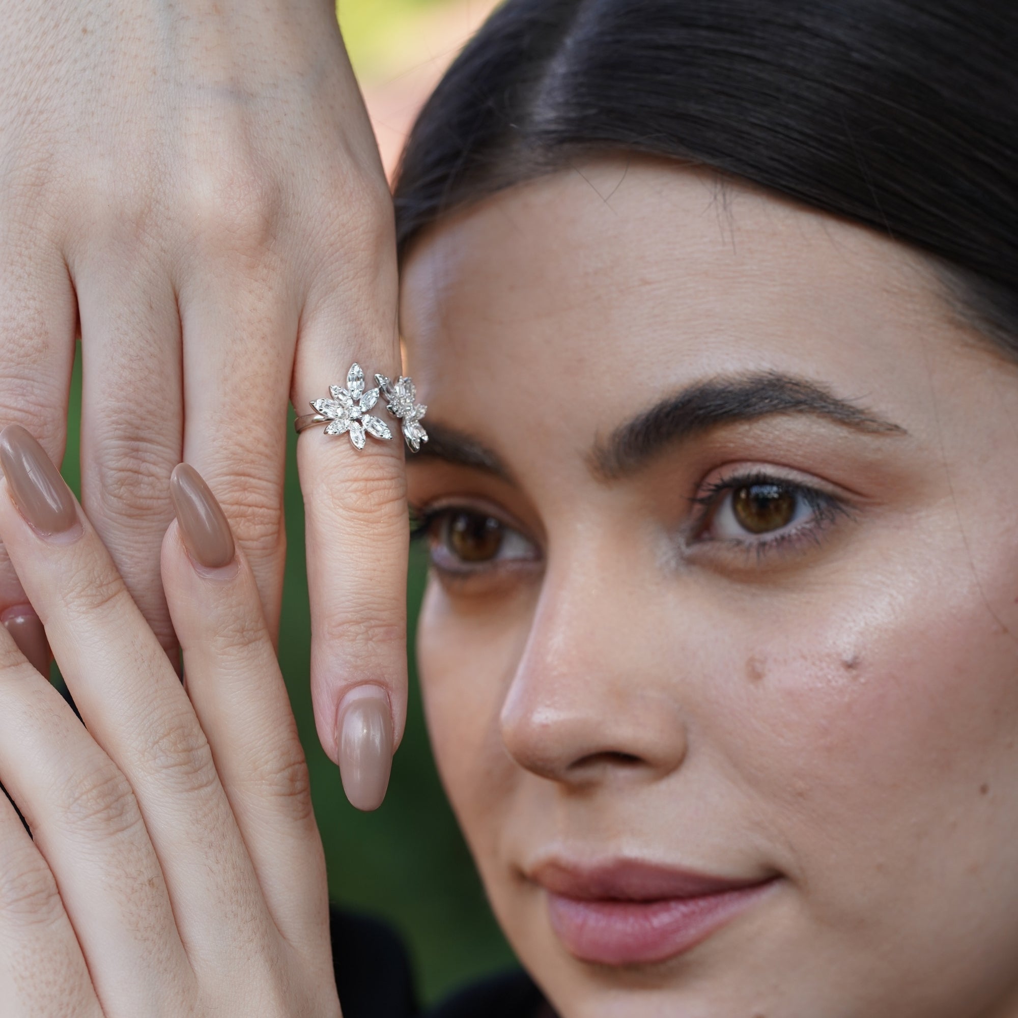 Silver Flower Best For Wedding Diamond Ring