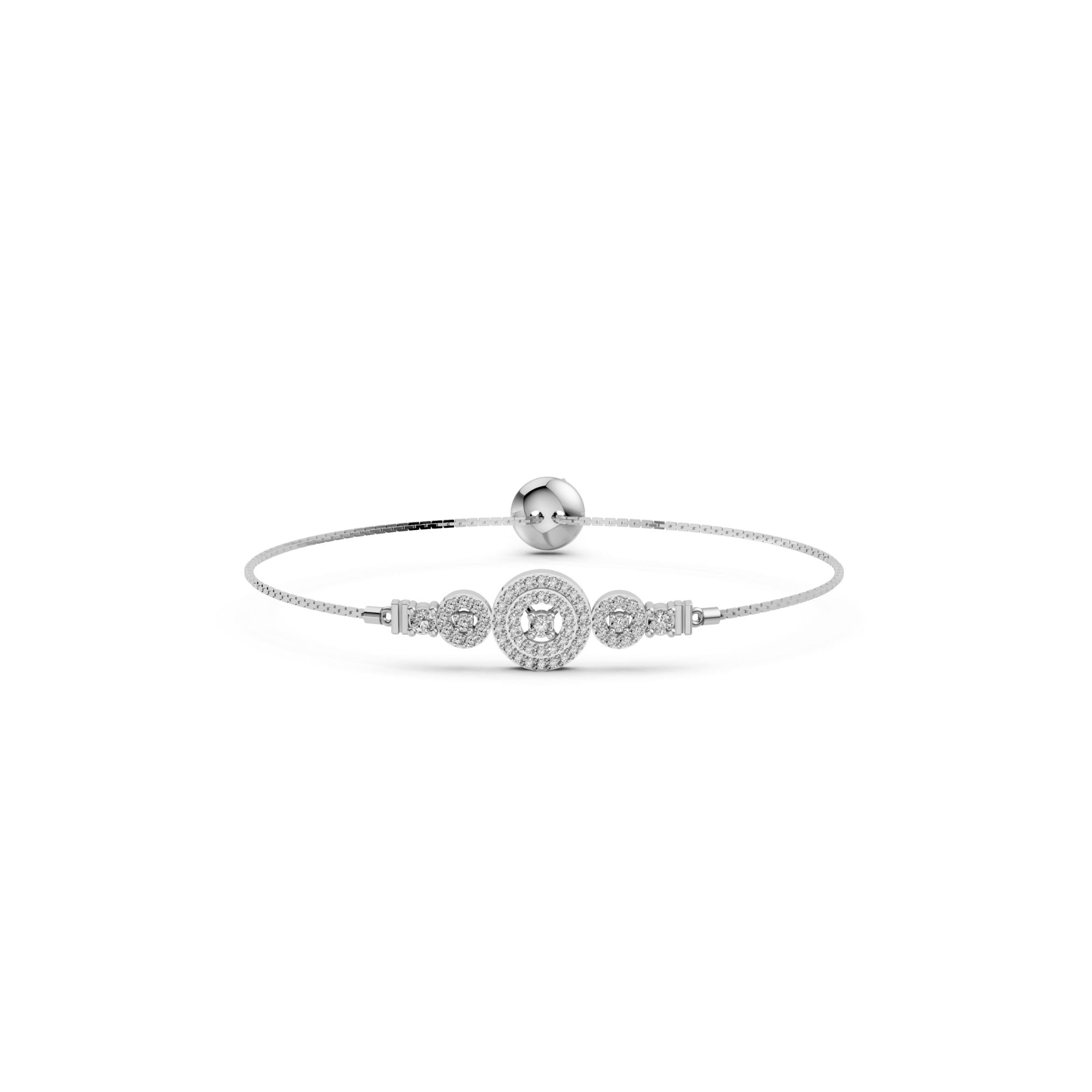 Sterling Silver Round Diamond Line Bracelet