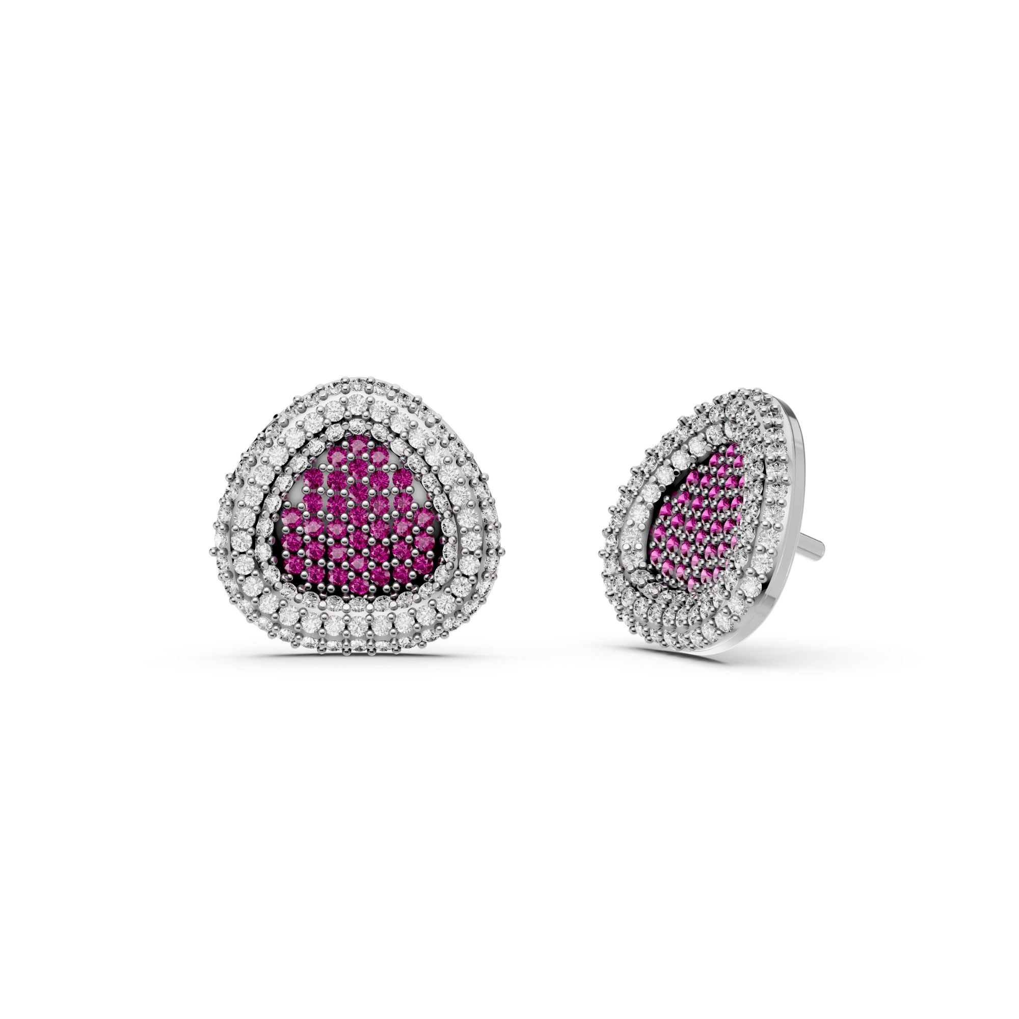 Heart Ruby Diamond Earring | 925 Sterling Silver