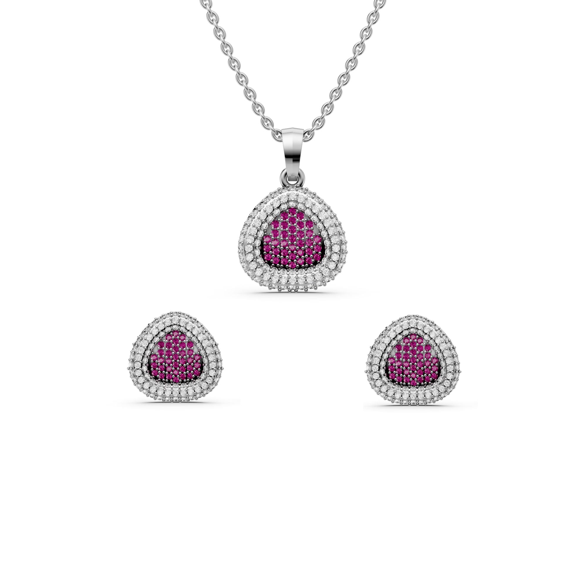Heart Ruby Diamond Necklace & Earring Set for Women | 925 Sterling Silver