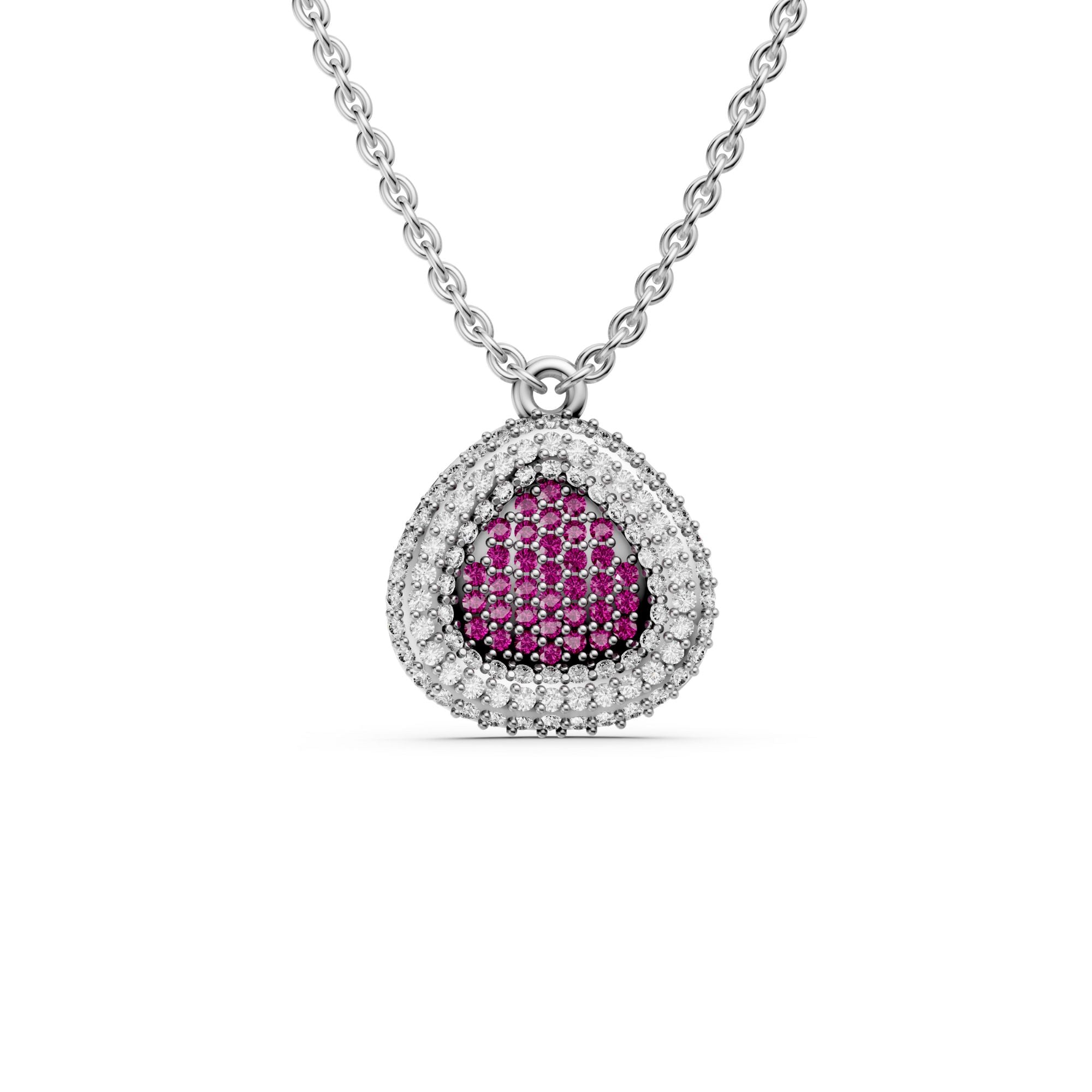 Ruby Pendant Necklace with Diamond in 925 Sterling Silver For Women & Girls