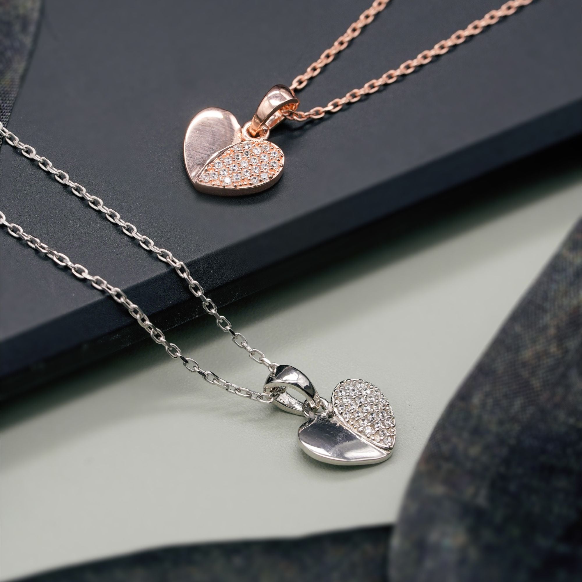 Love Heart Diamond Pendant 925 Sterling Silver