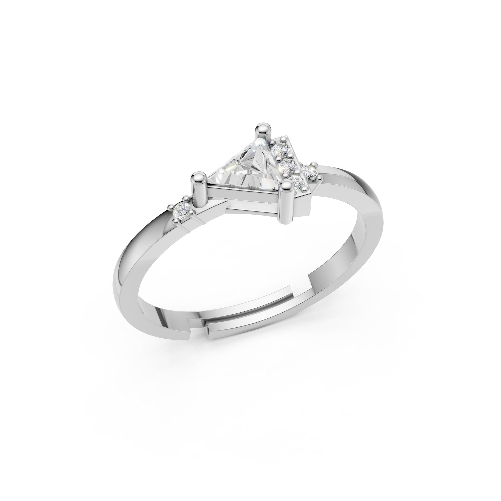 Silver Triangle Trillion Diamond Ring | 925 Sterling Silver