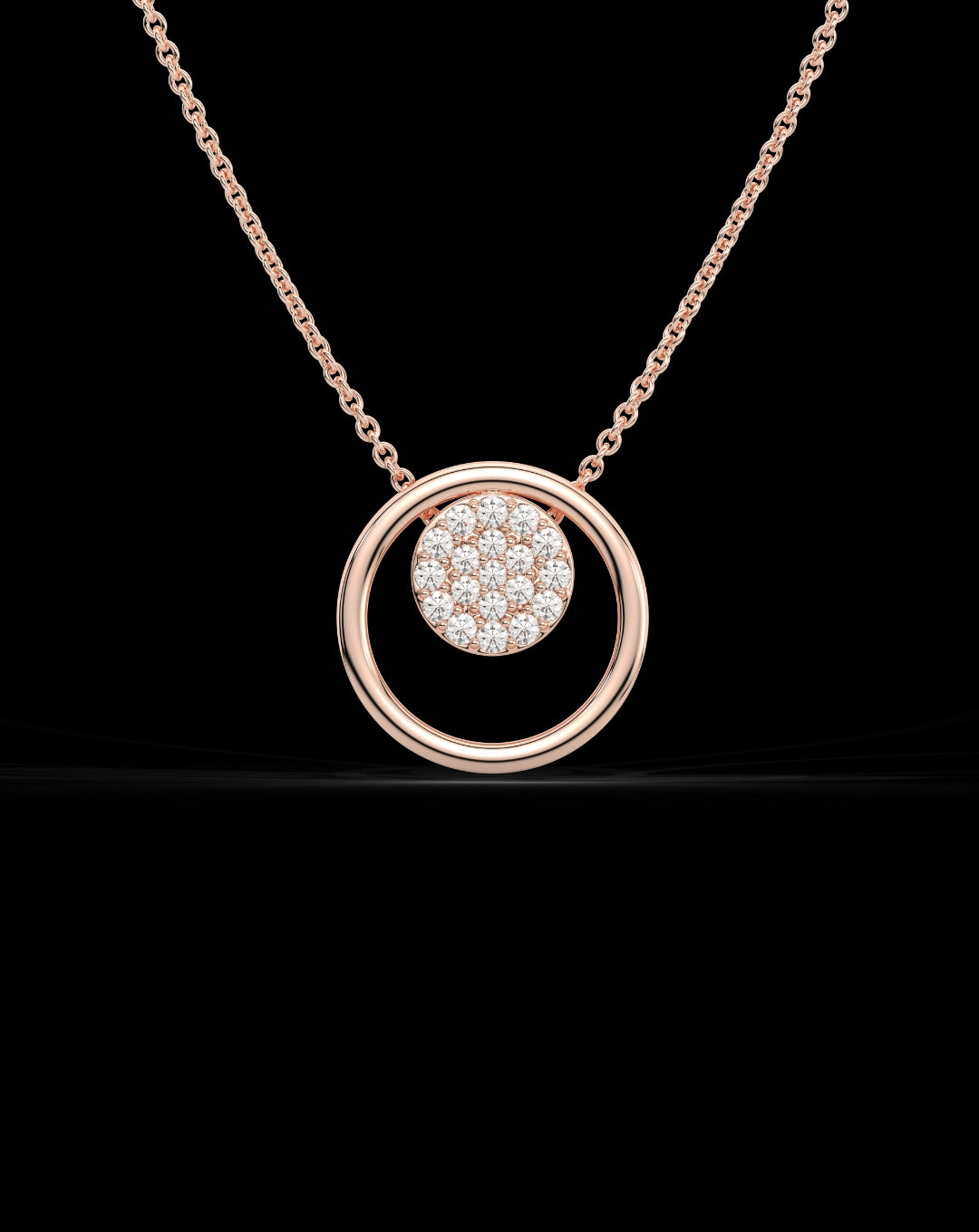 Diamond Studded circle 925 Sterling silver Necklace